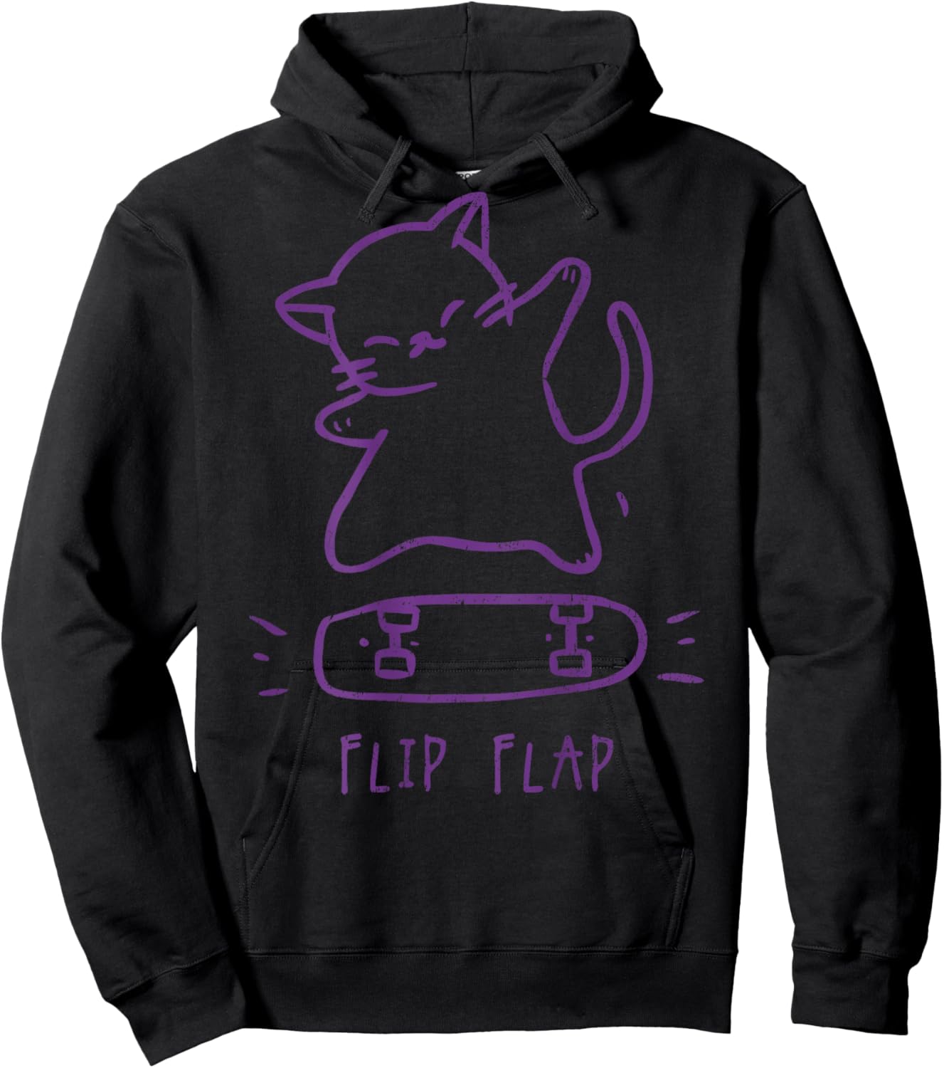 Hip Hop Cat Y2K Retro Vintage Edgy Back Print Streetwear Cat Women Kids Hoodie - Hoodie | Black