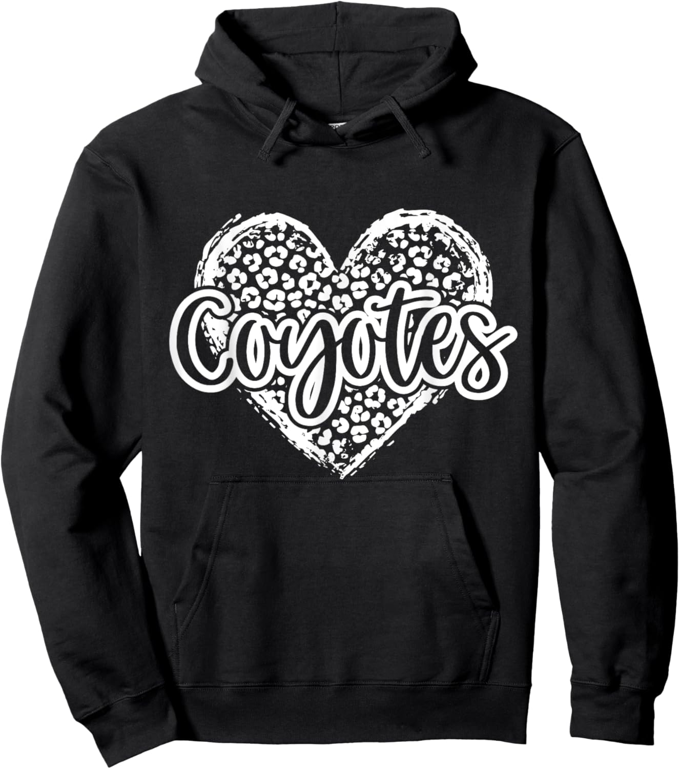 Leopard Cheetah Heart COYOTES School Spirit Top Hoodie - Hoodie | Black