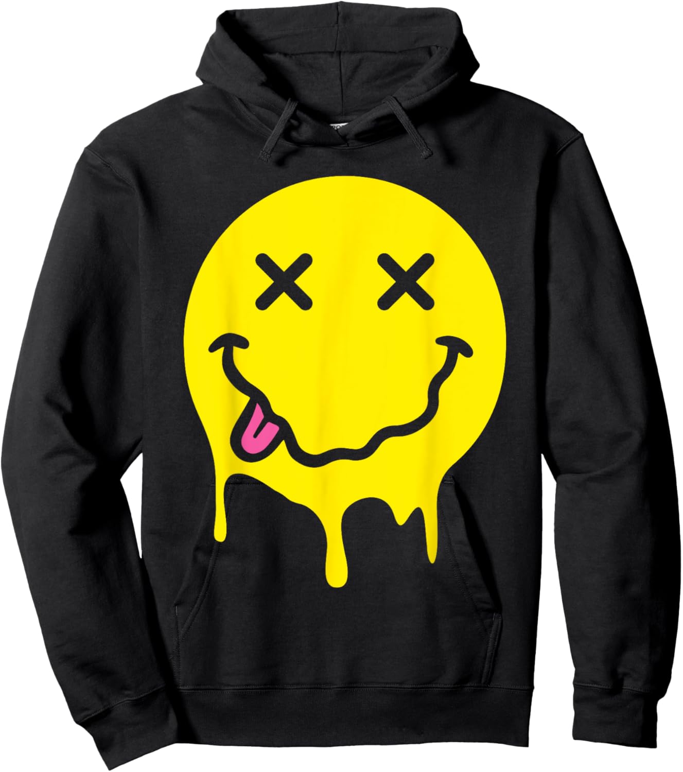 Melting Yellow Smile Funny Smiling Melted Dripping Face Cute Hoodie - Hoodie | Black