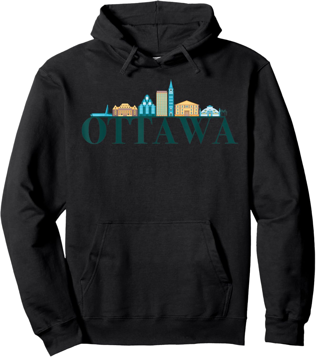 Ottawa Canada City Skyline Silhouette Outline Sketch Hoodie - Hoodie | Black