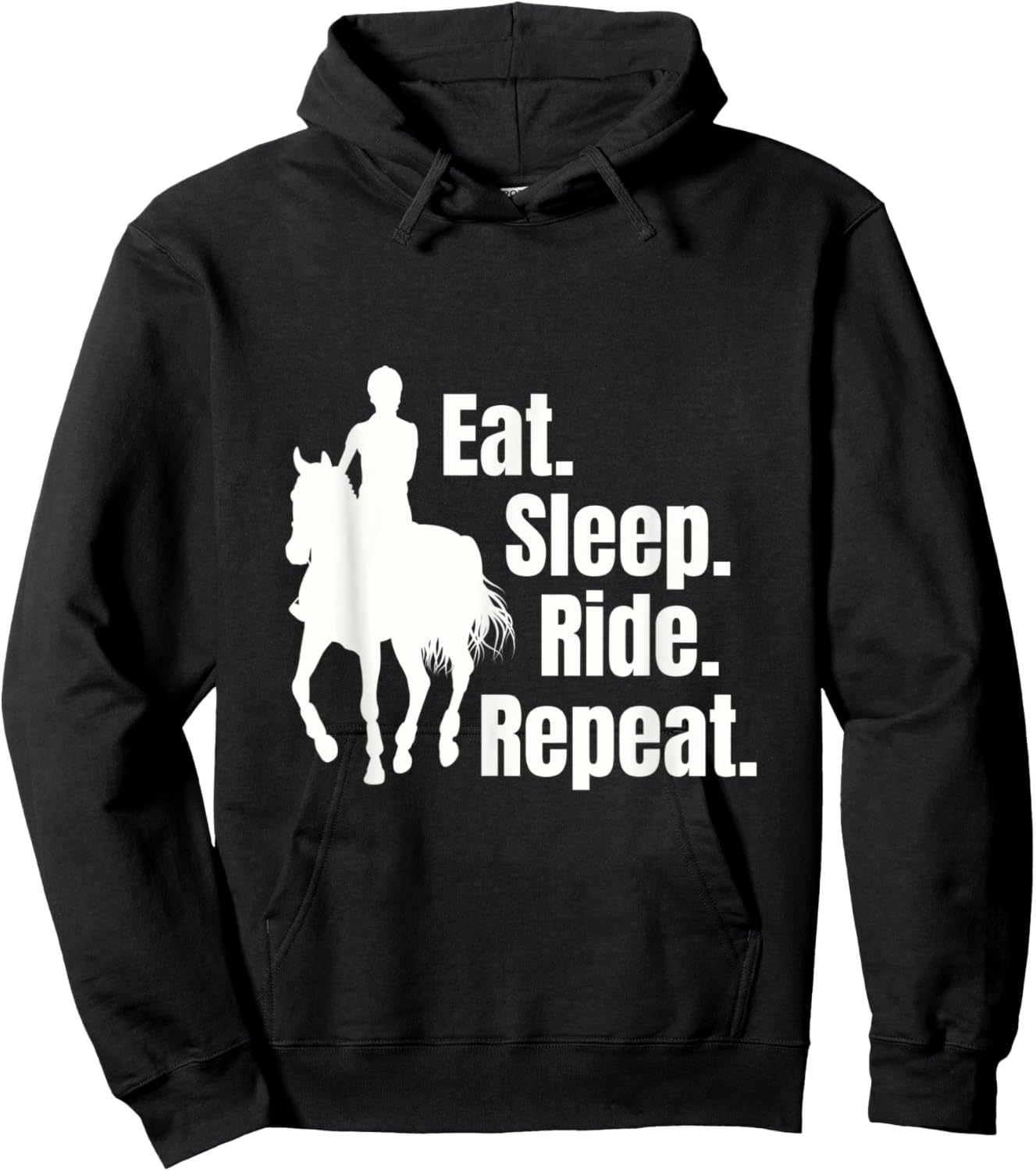 Eat Sleep Ride Repeat Funny Equestrian Horse Riding Hoodie - Hoodie | Black