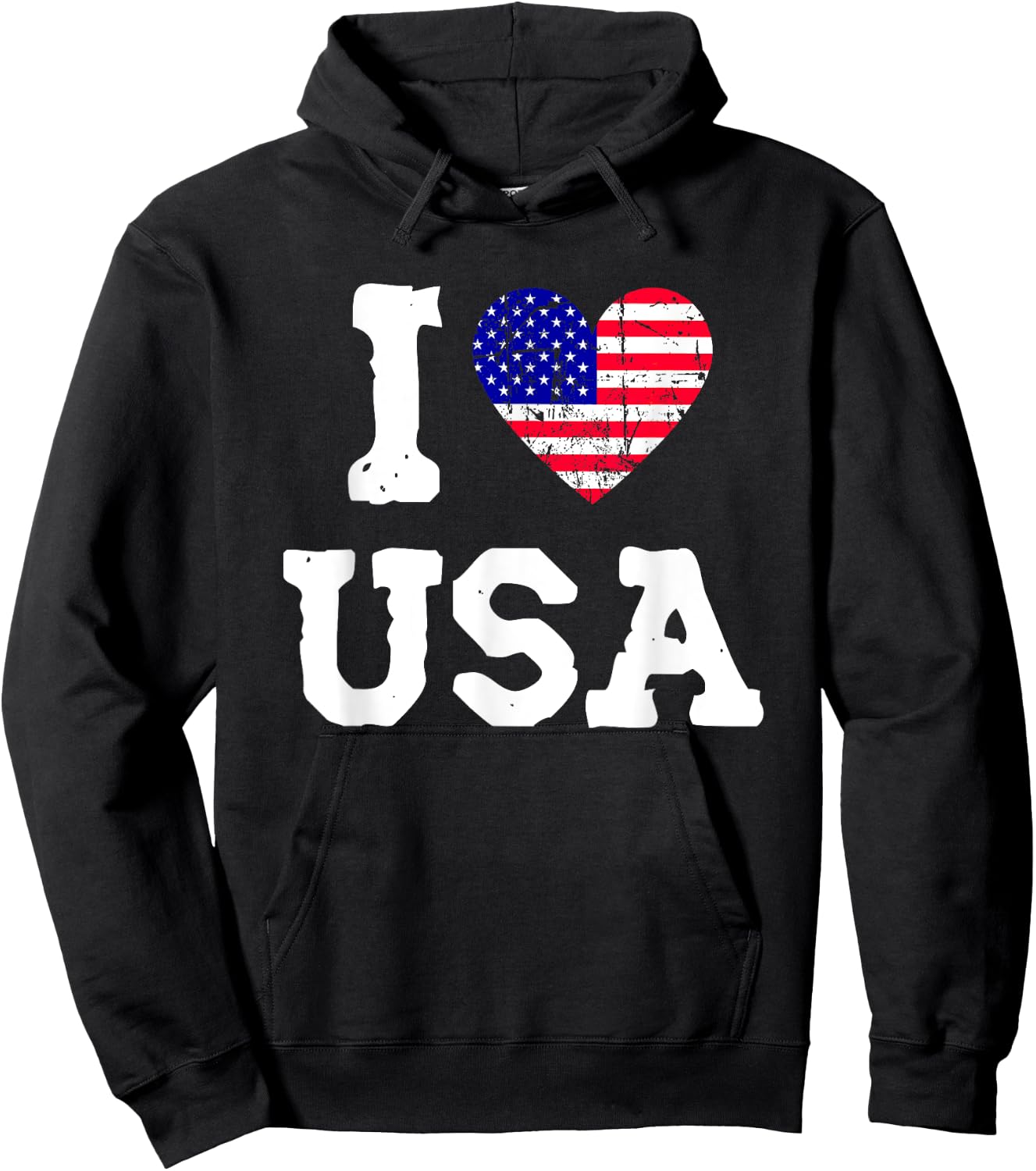 I Love USA | American Flag Heart | Freedom Patriotic Hoodie - Hoodie | Black