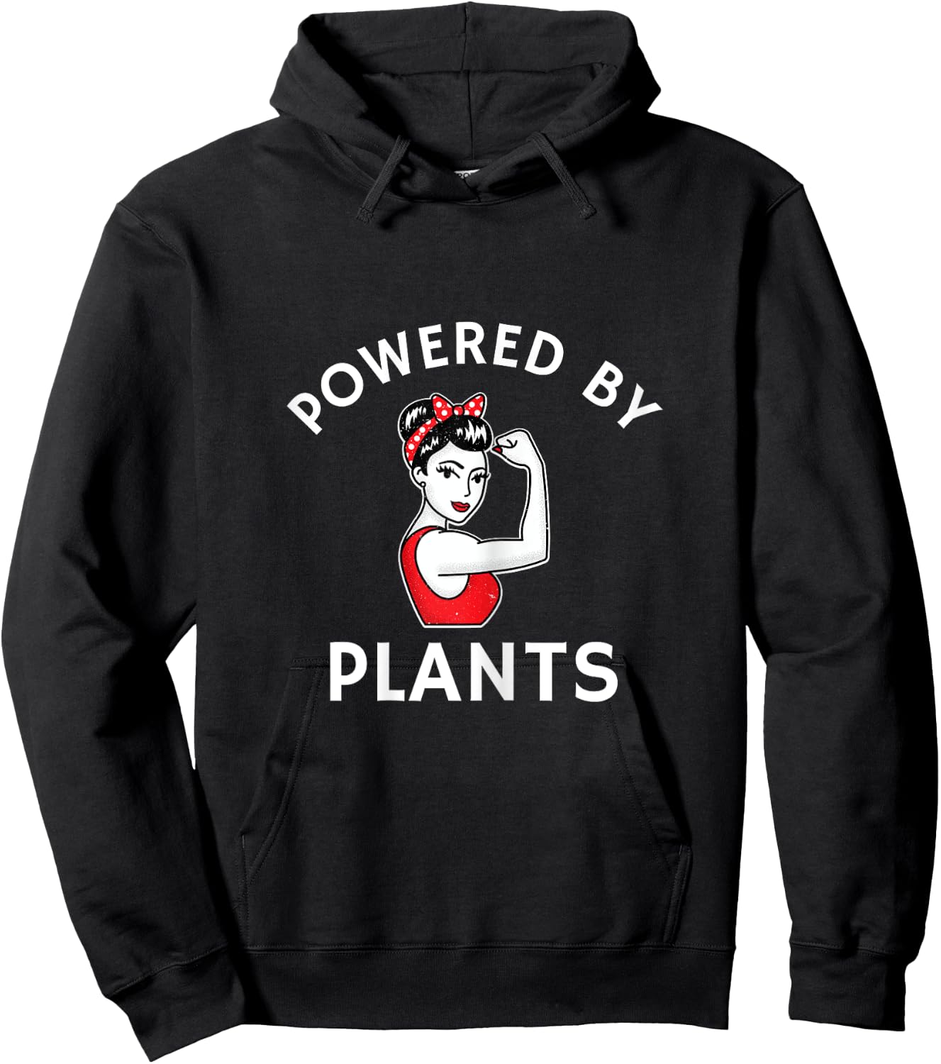 Powered By Plants Retro Women's Vegan Fitness Hoodie - Hoodie | Black