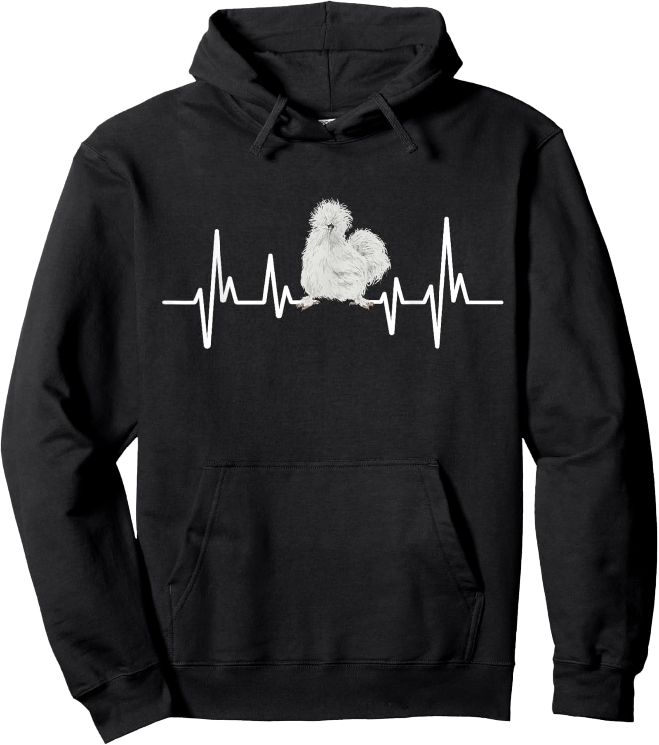 Silkie Chicken Heartbeat, Silkie Chicken Hoodie - Hoodie | Black