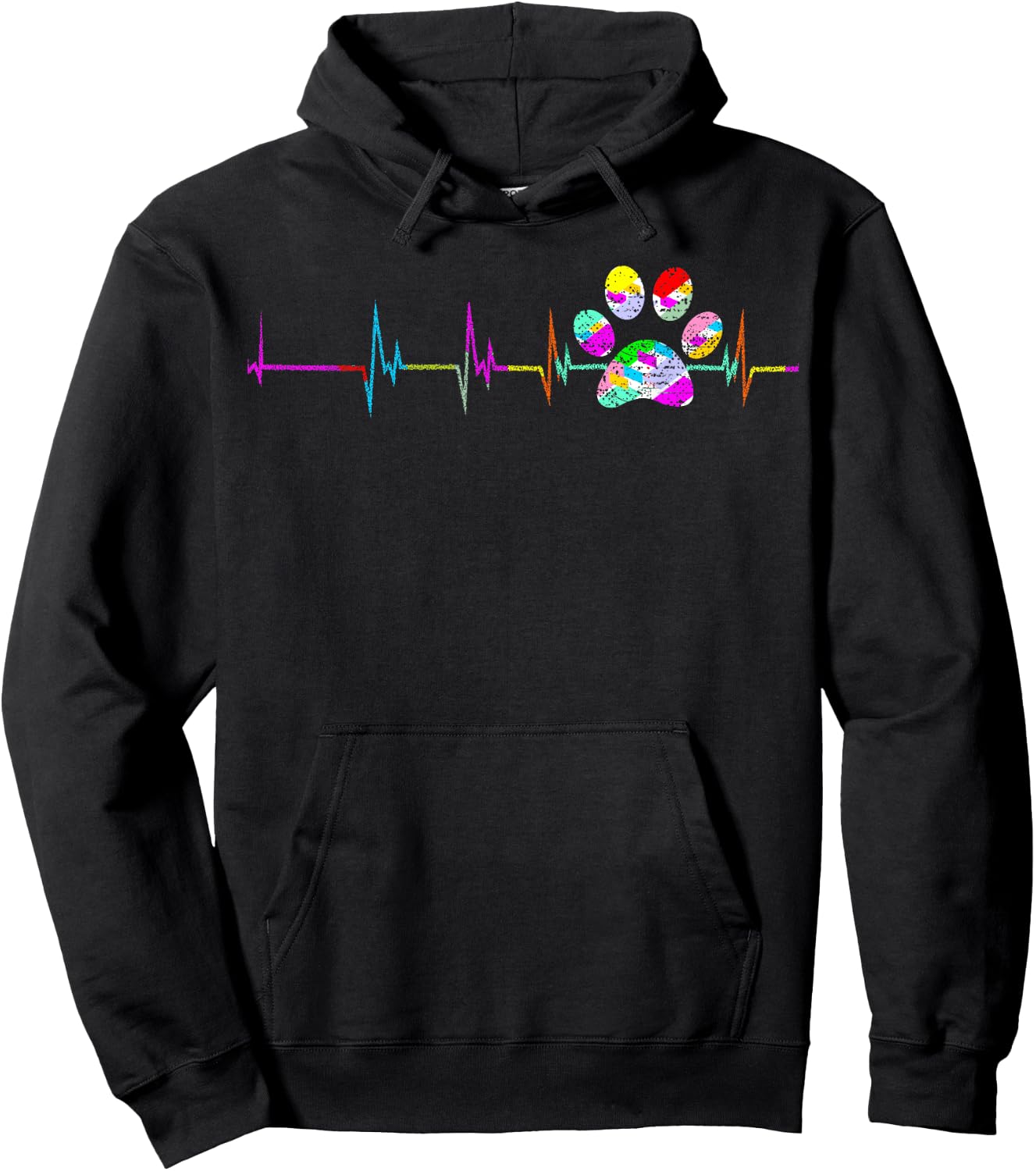Dog Paw Print Heartbeat Shirt Women Girls Mom Love Dogs Hoodie - Hoodie | Black