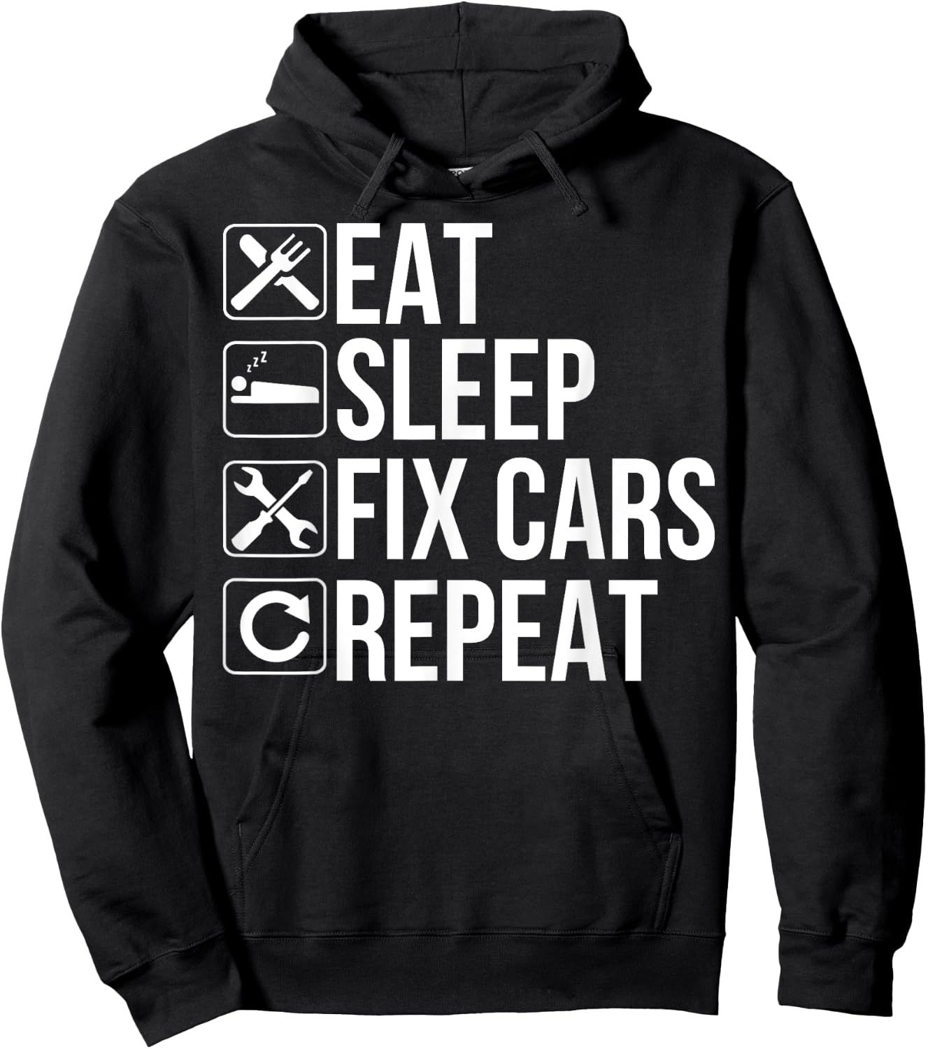 Car Mechanic Funny - Eat Sleep Fix Cars Repeat Hoodie - Hoodie | Black