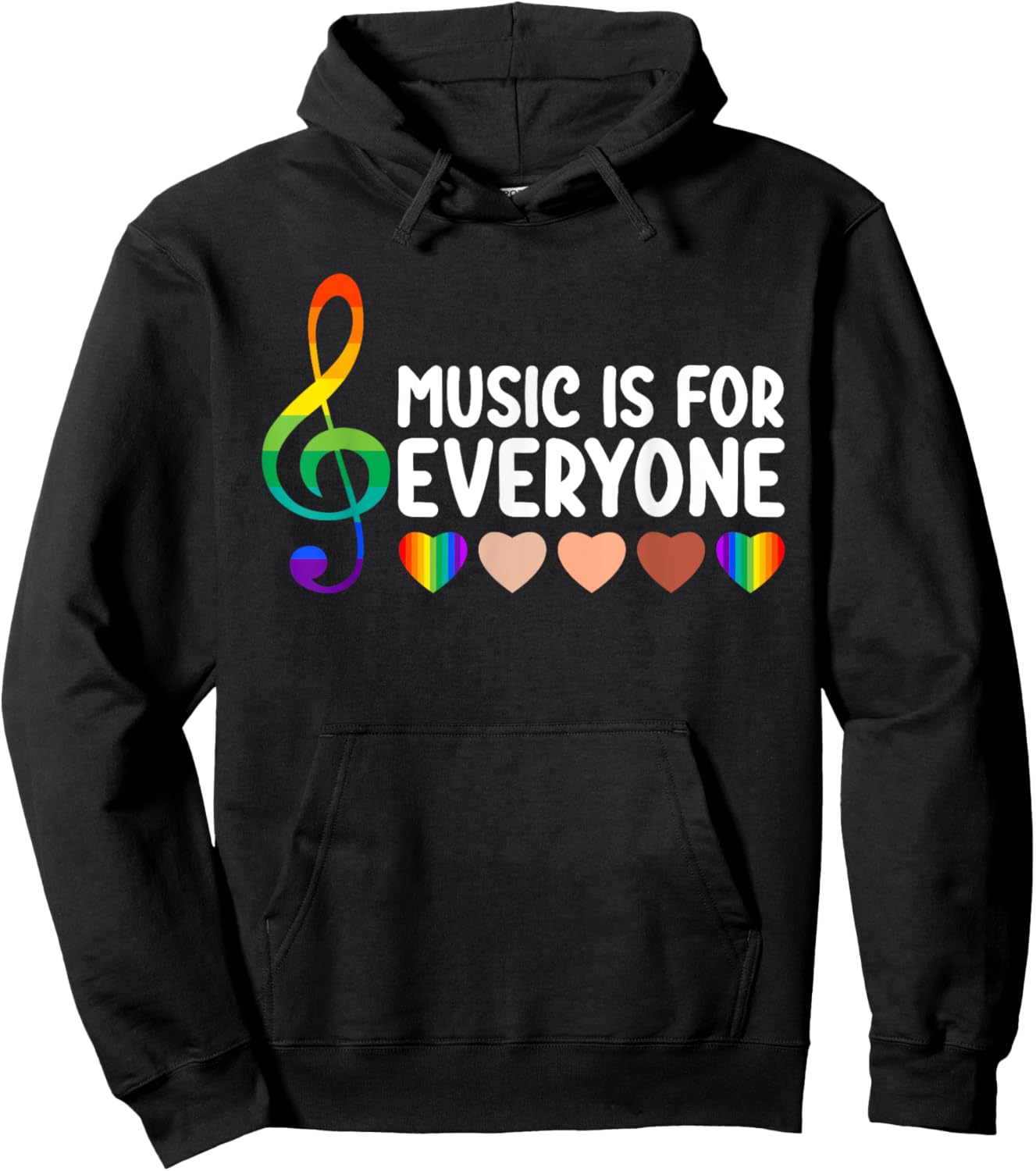 Music Is for Everyone Funny Love Music for Teacher Kid Women Hoodie - Hoodie | Black