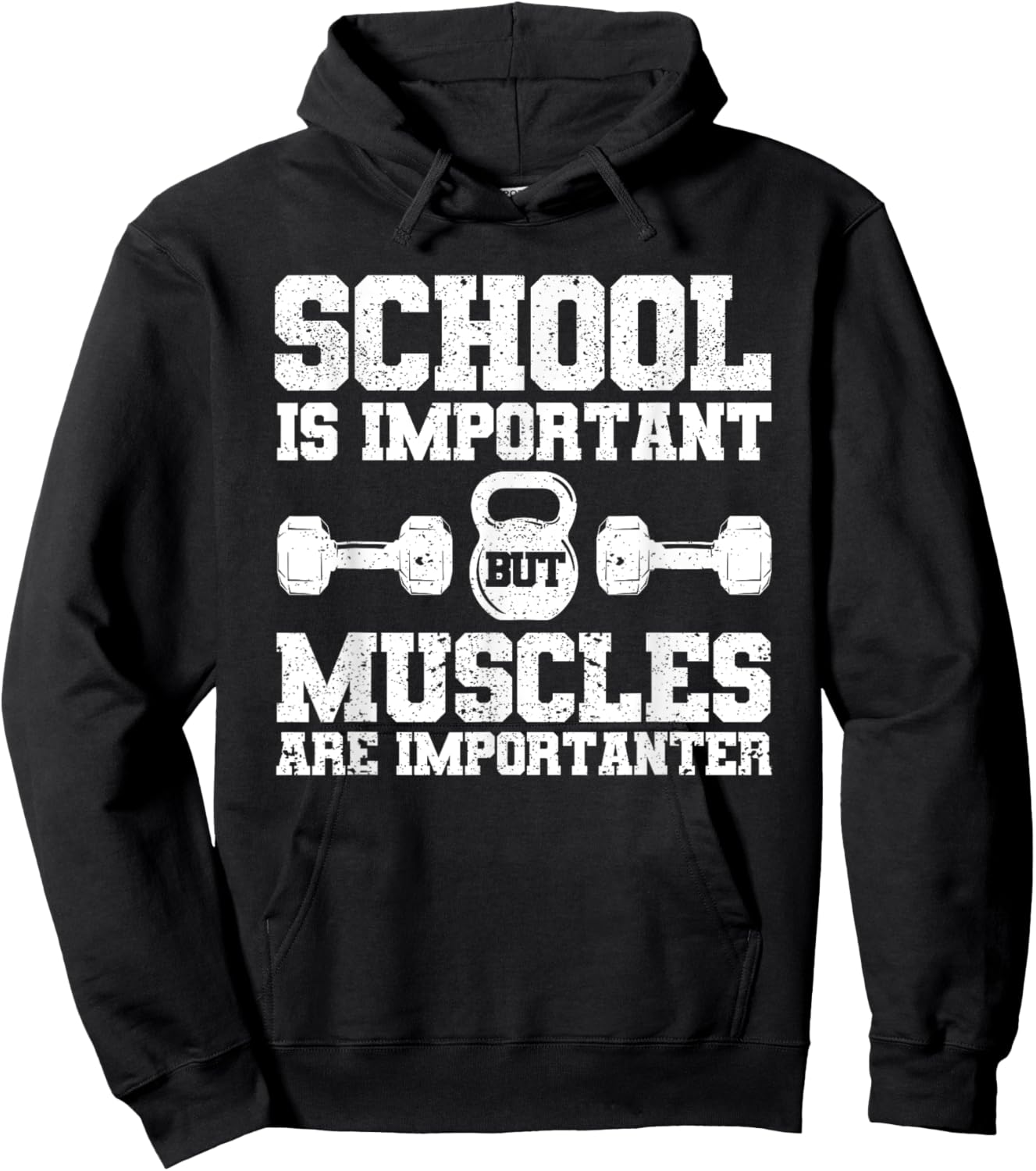 School is Important but Muscles are Importanter Bodybuilding Hoodie - Hoodie | Black