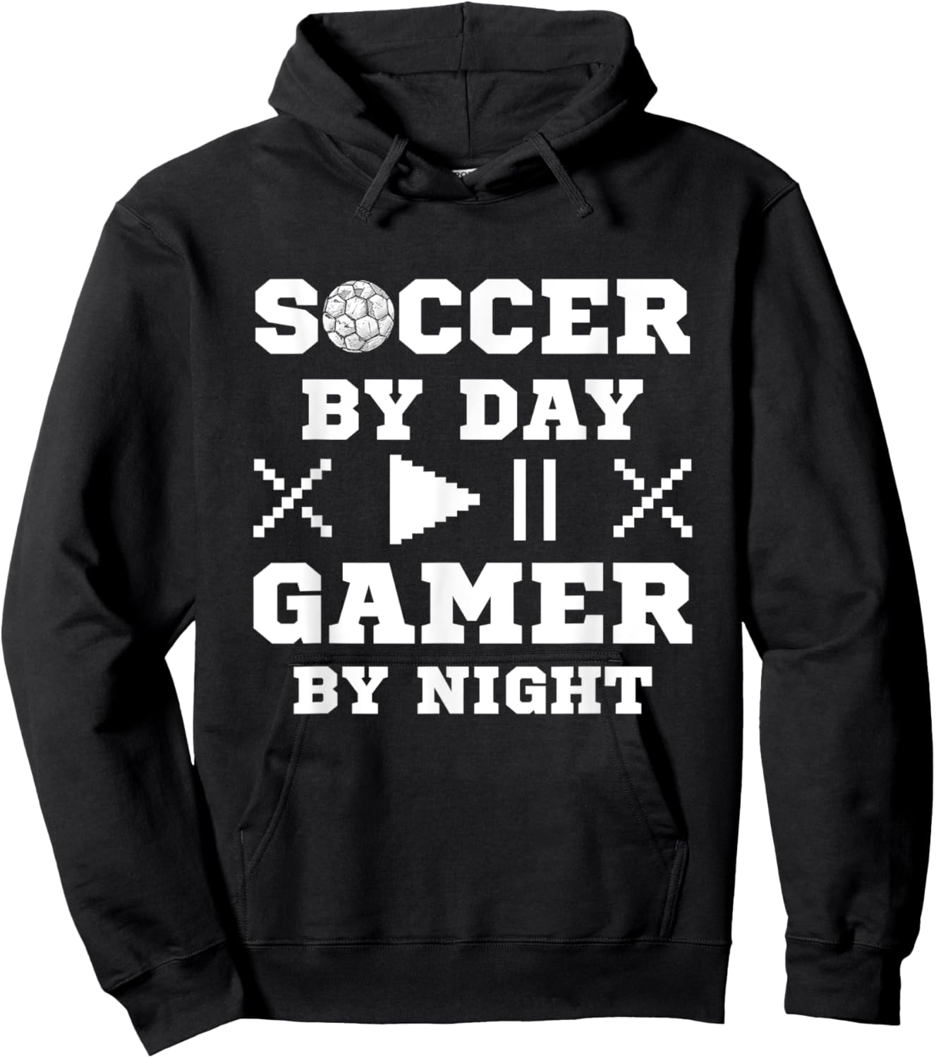 Soccer by Day Gamer by Night Soccer Player Gifts for Boys Hoodie - Hoodie | Black