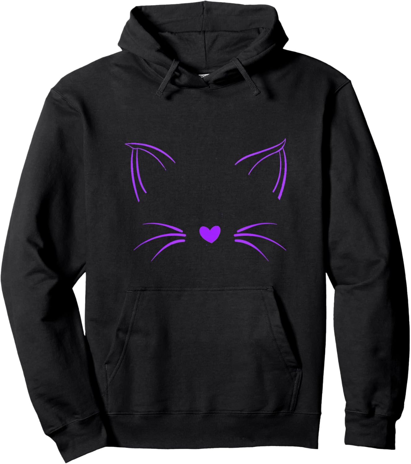 Purple Invisible Cat Face Purple Color Graphic Hoodie - Hoodie | Black