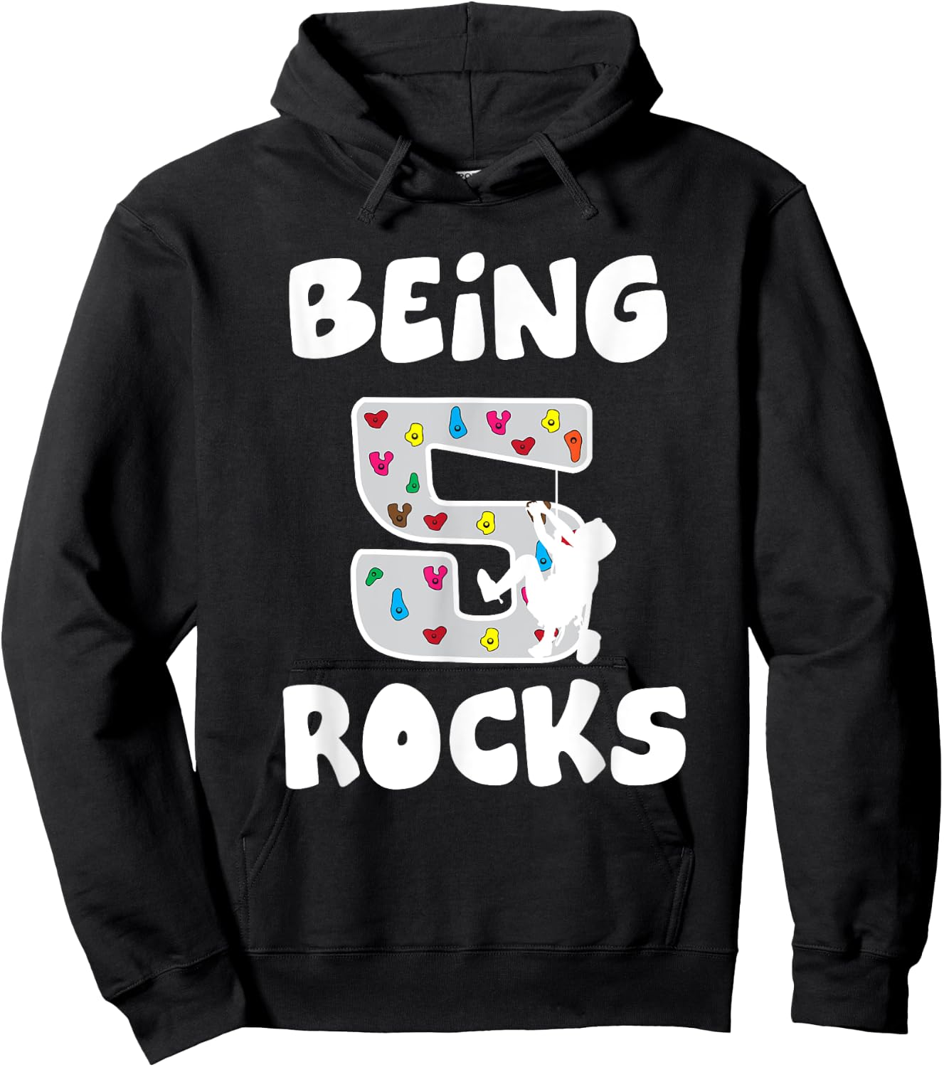 Rock Climbing Funny 5 Years Old 5th Birthday Gift Kids Hoodie - Hoodie | Black