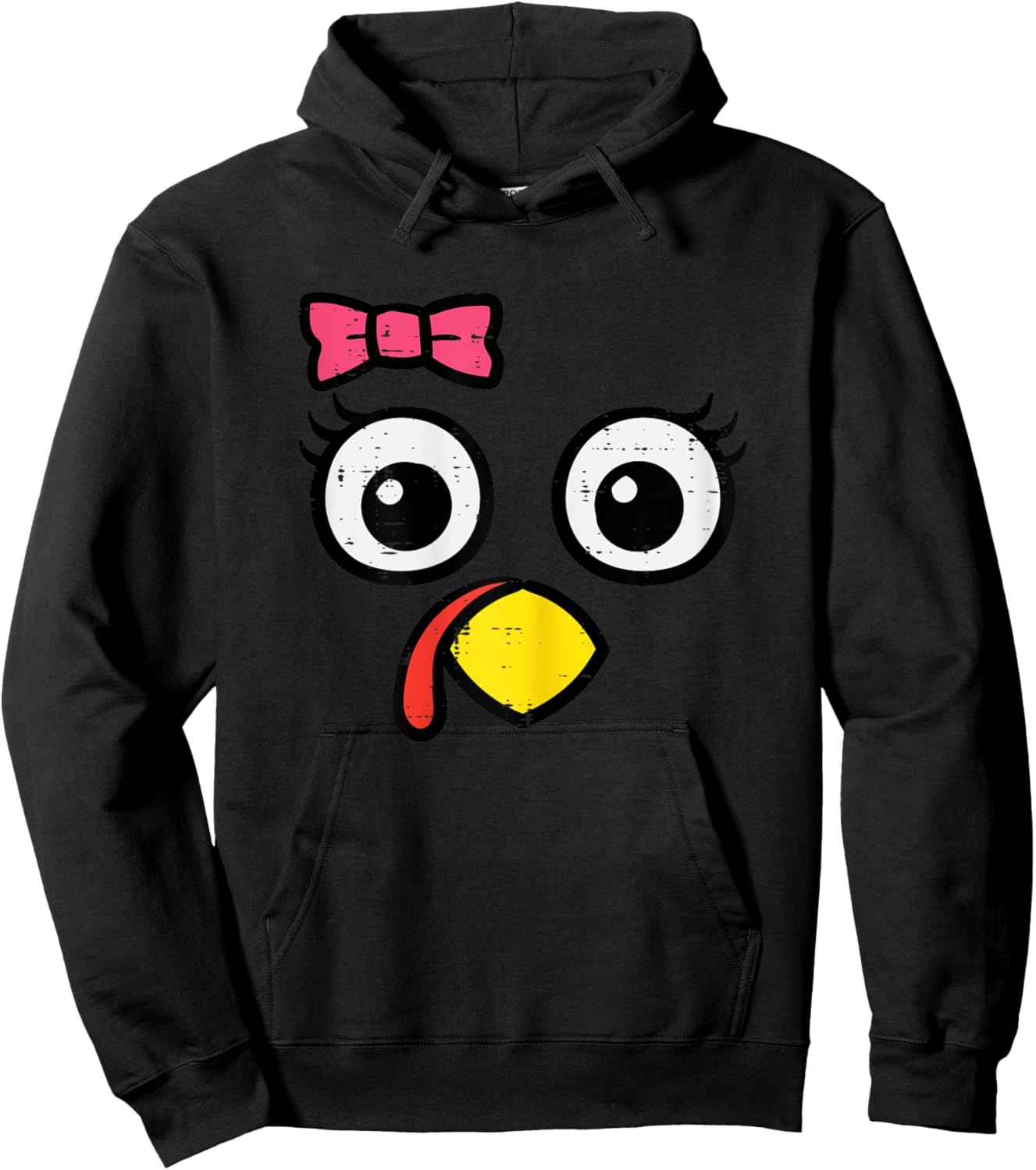 Thanksgiving Turkey Face Bow Fall Girls Toddler Kids Youth Hoodie - Hoodie | Black
