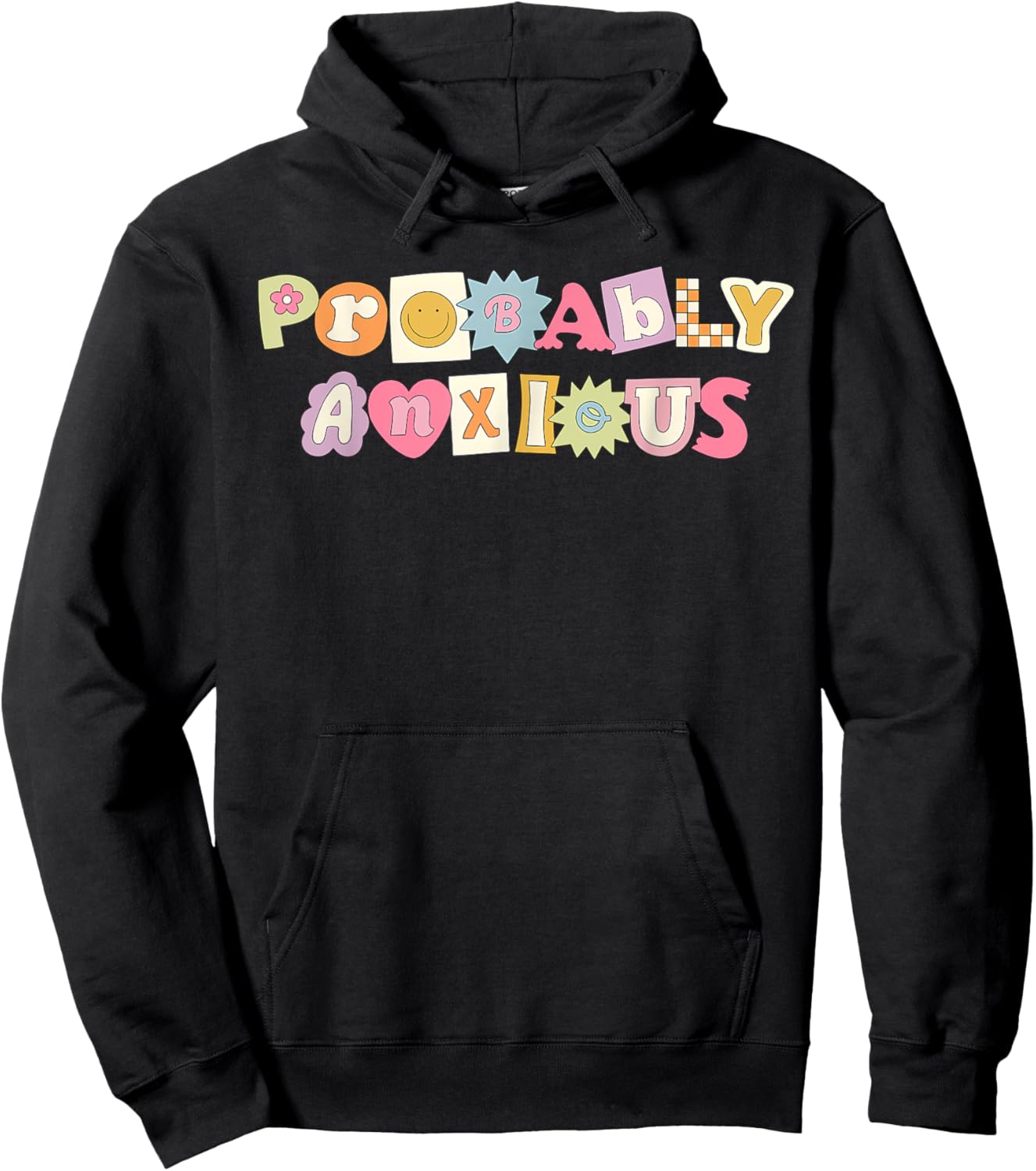 Retro Vintage Probably Anxious Funny Matching Mental Health Hoodie - Hoodie | Black