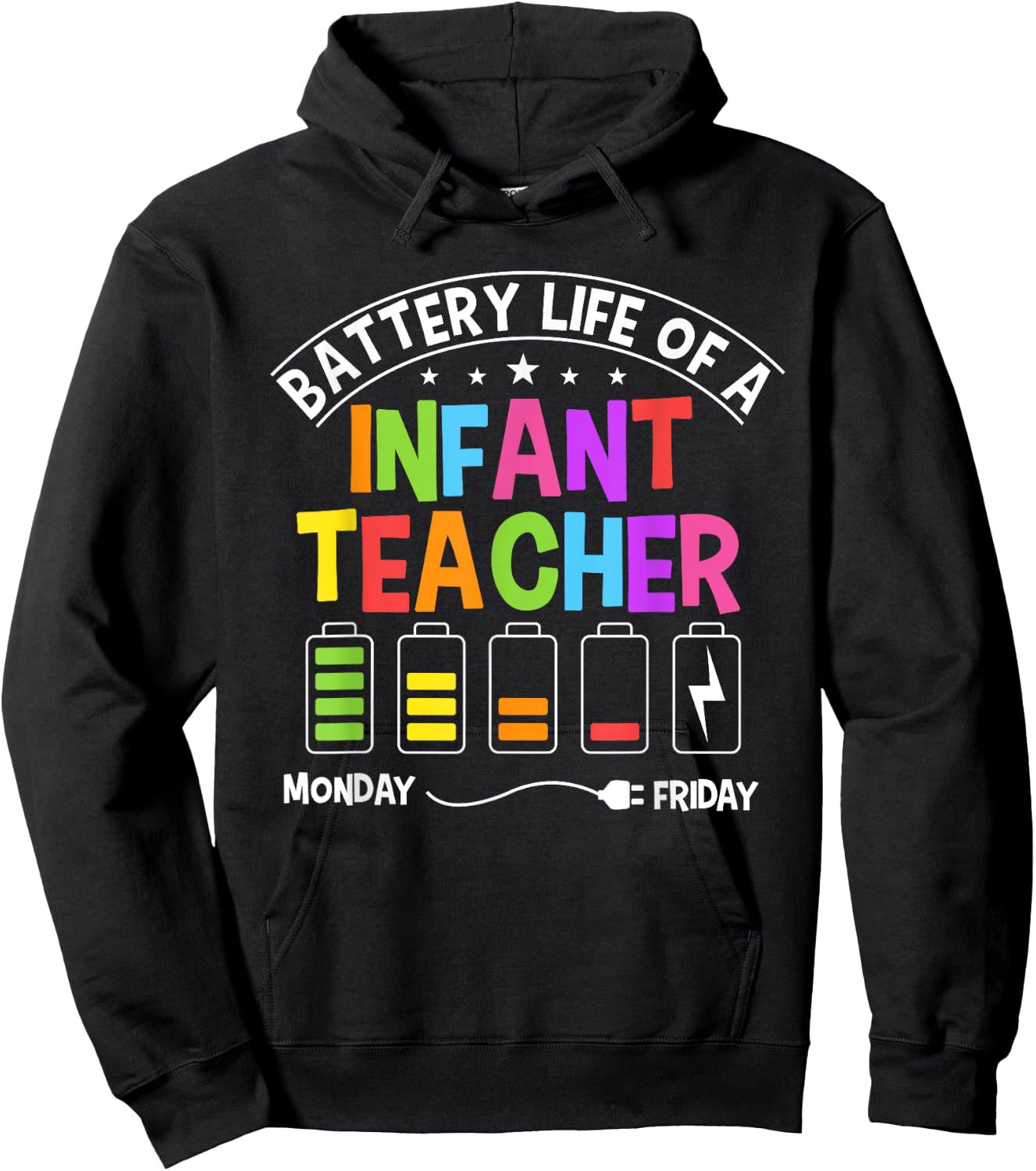 Funny Battery Life Of A Infant Teacher Hoodie - Hoodie | Black