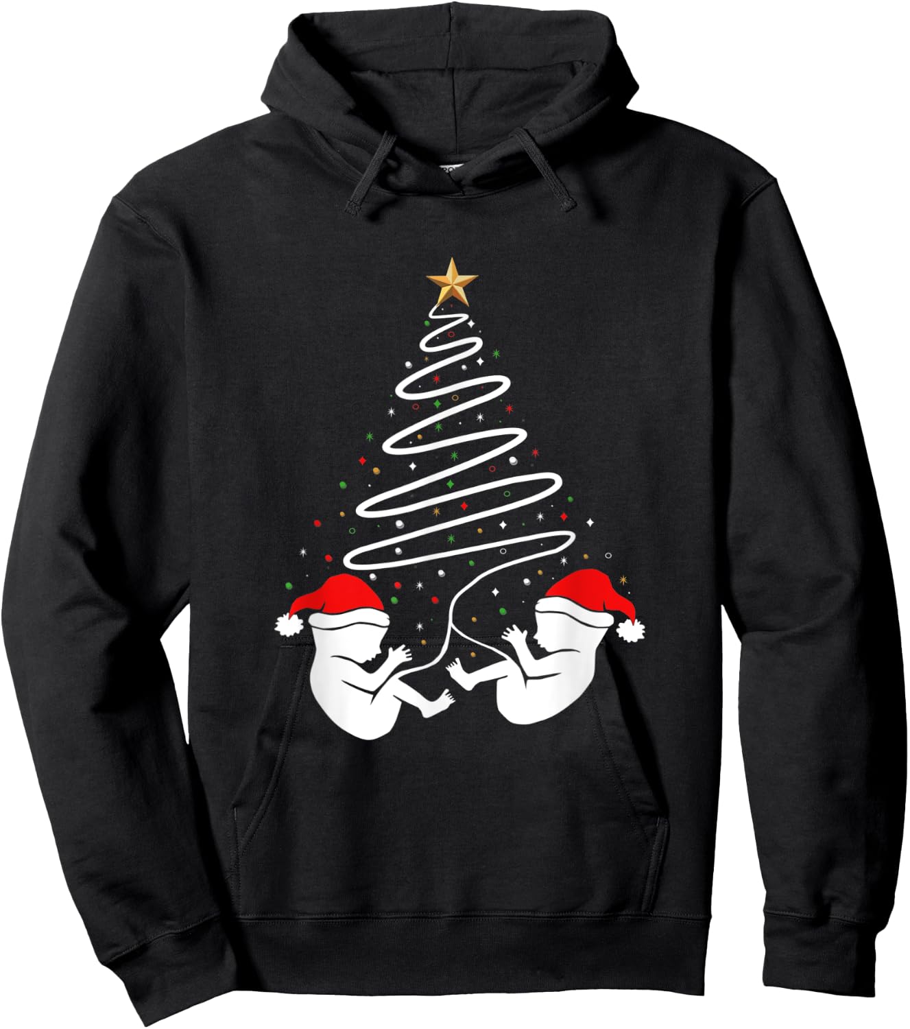 Baby Twins Announcement Clothing Holiday Christmas Pregnancy Hoodie - Hoodie | Black