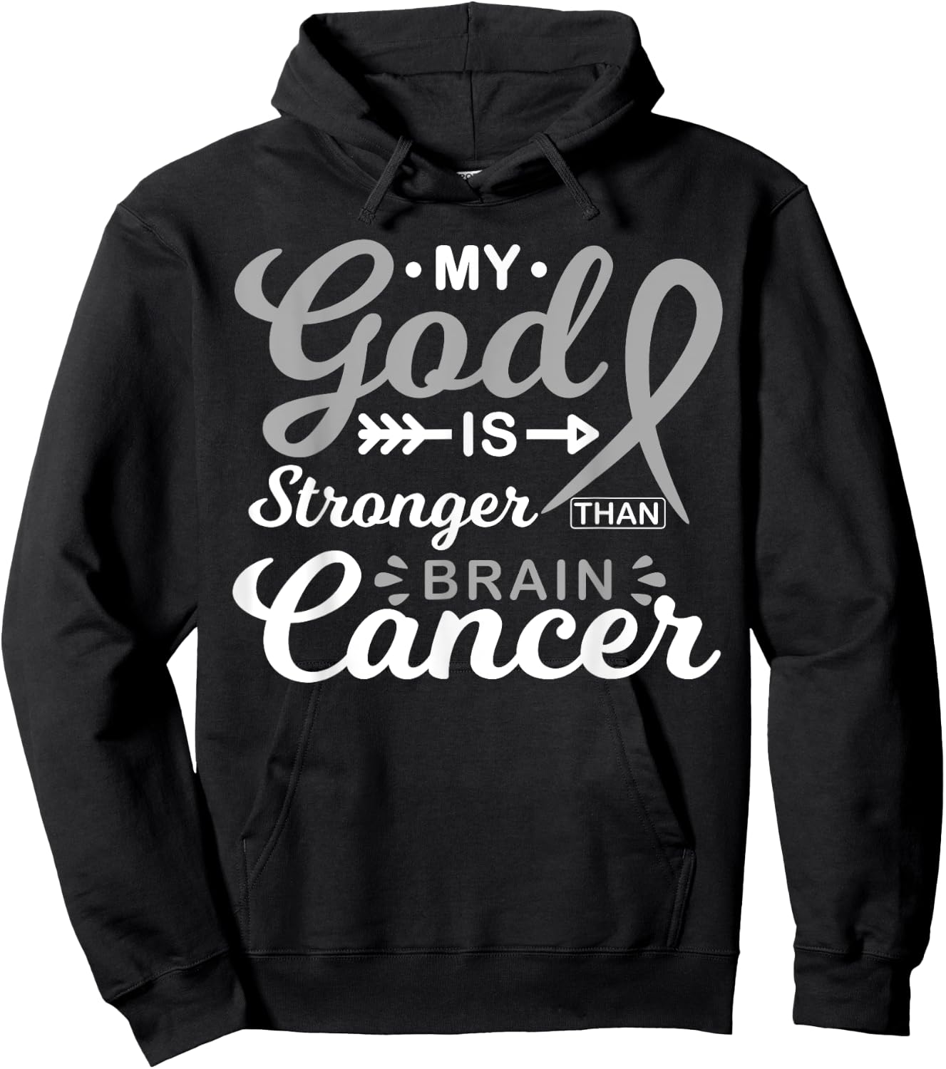 My God is Stronger Than Brain Cancer Awareness Warrior Hoodie - Hoodie | Black