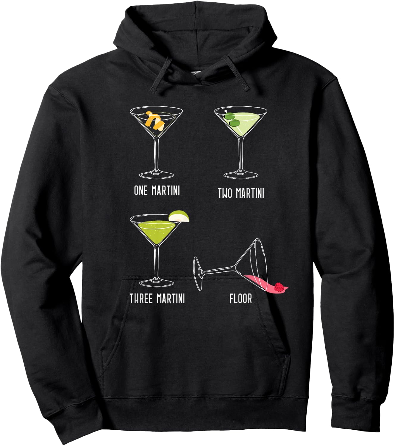 Funny Martini Drinker One Two Three Martini Floor Hoodie - Hoodie | Black