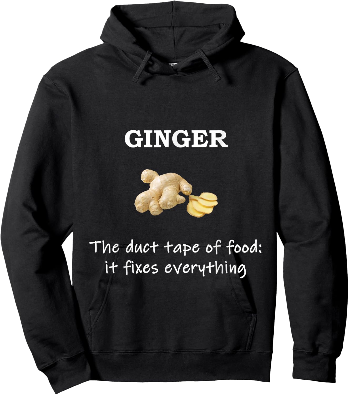 Funny Ginger Fixes Everything Foodie Hoodie - Hoodie | Black