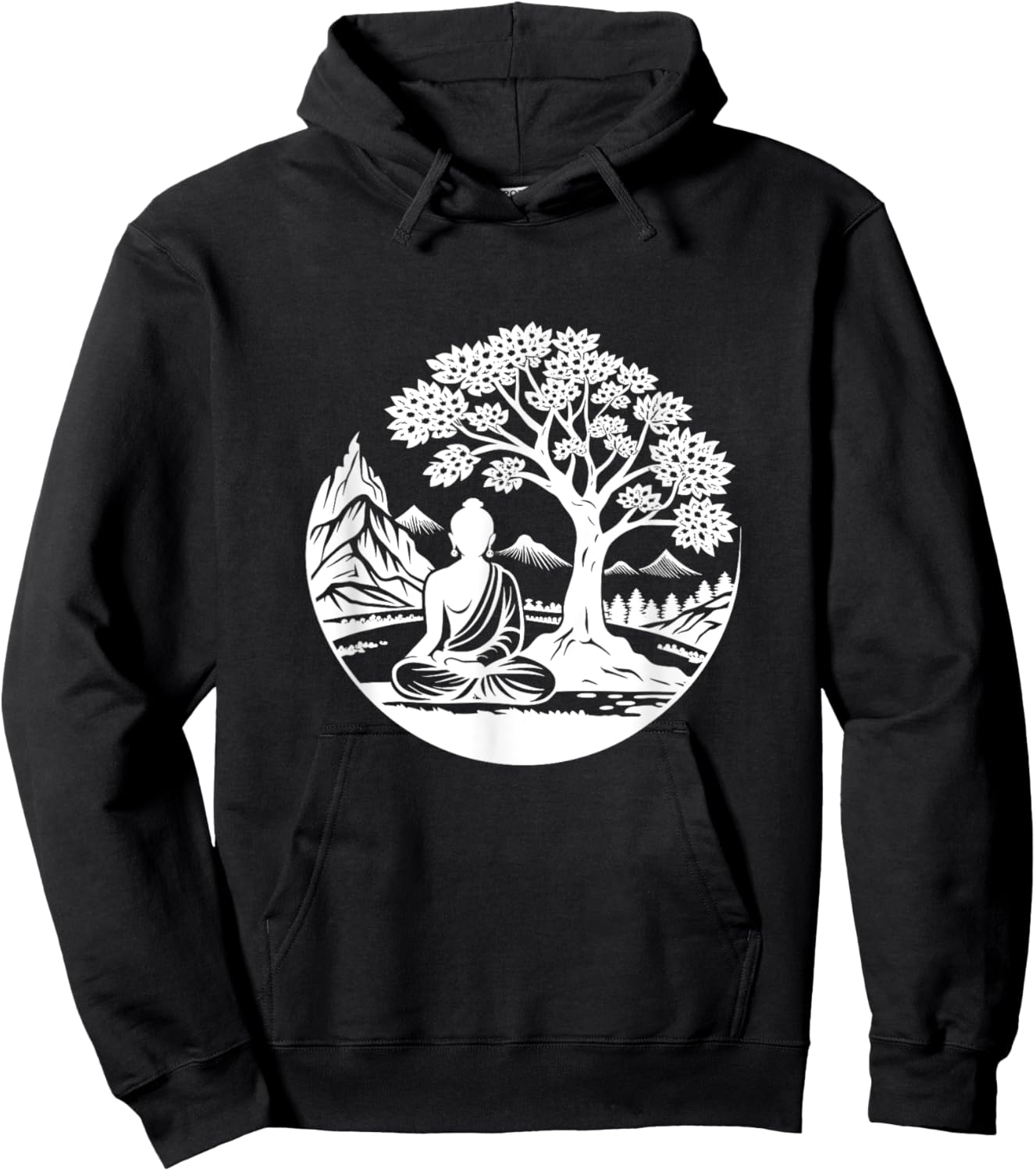Buddha Sitting Under Bodhi Tree / Sitting Buddhist Symbol Hoodie - Hoodie | Black