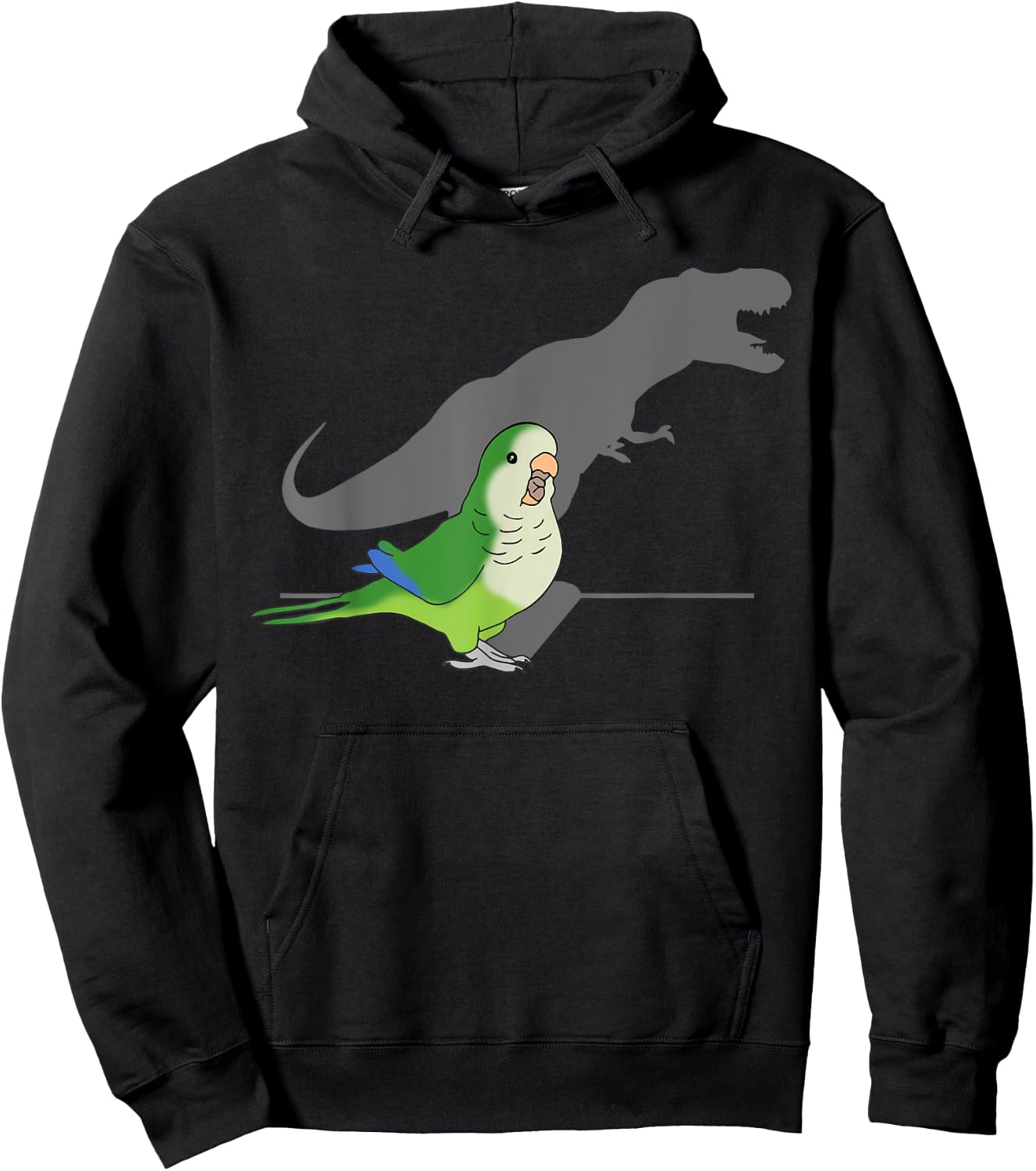 T-rex Green Monk Parakeet, Funny Birb memes Screaming Parrot Hoodie - Hoodie | Black