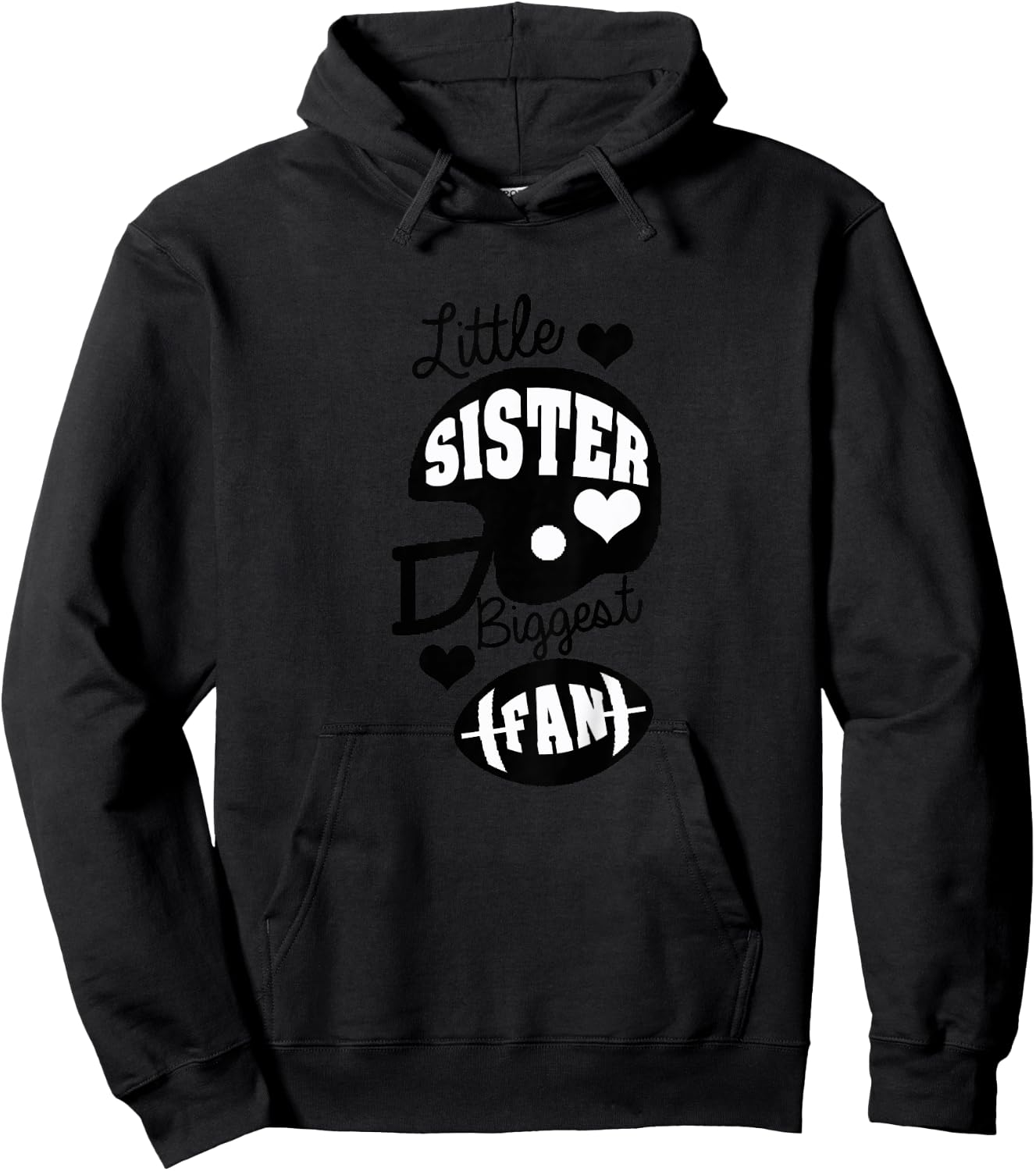 Little Sister Football Shirt Biggest Fan Football Shirt Hoodie - Hoodie | Black
