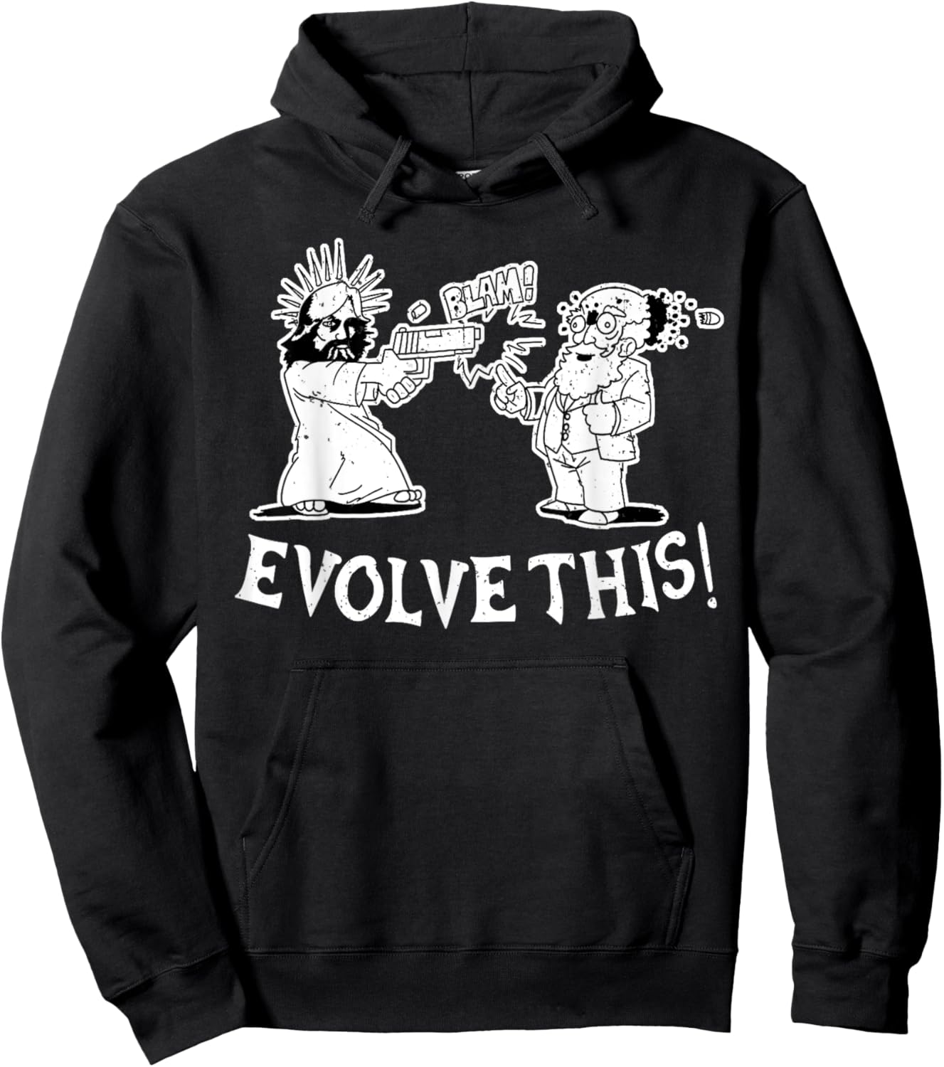 Vintage Evolve This Jesus And Darwin , Small, Black Hoodie - Hoodie | Black