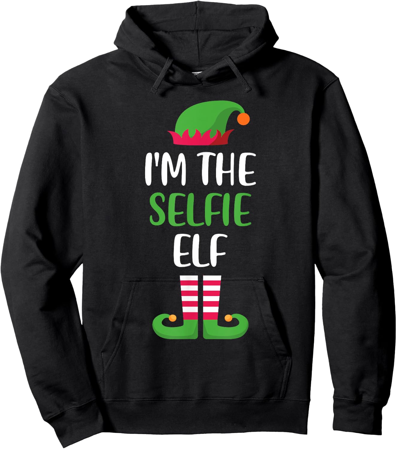 The Selfie Elf Family Matching Christmas Group Funny Xmas Hoodie - Hoodie | Black