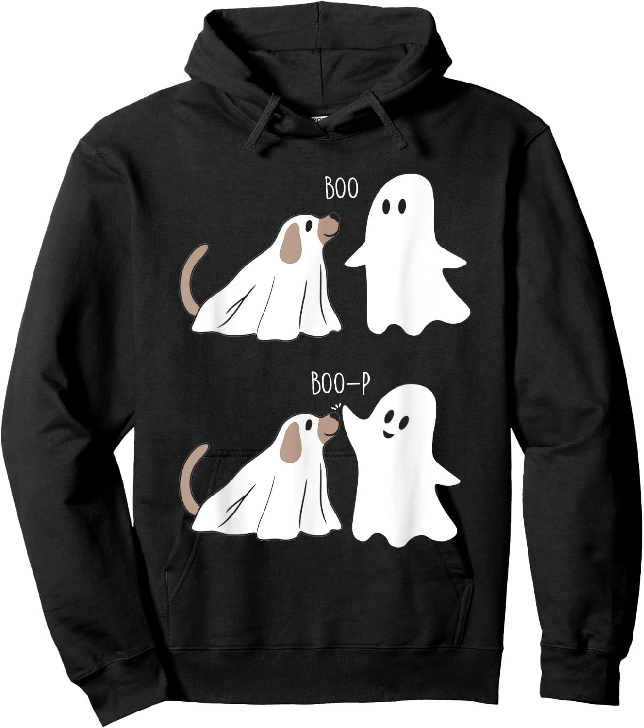 Boo Boop Dog And Ghost Funny Halloween Spooky Dog Women Kids Hoodie - Hoodie | Black