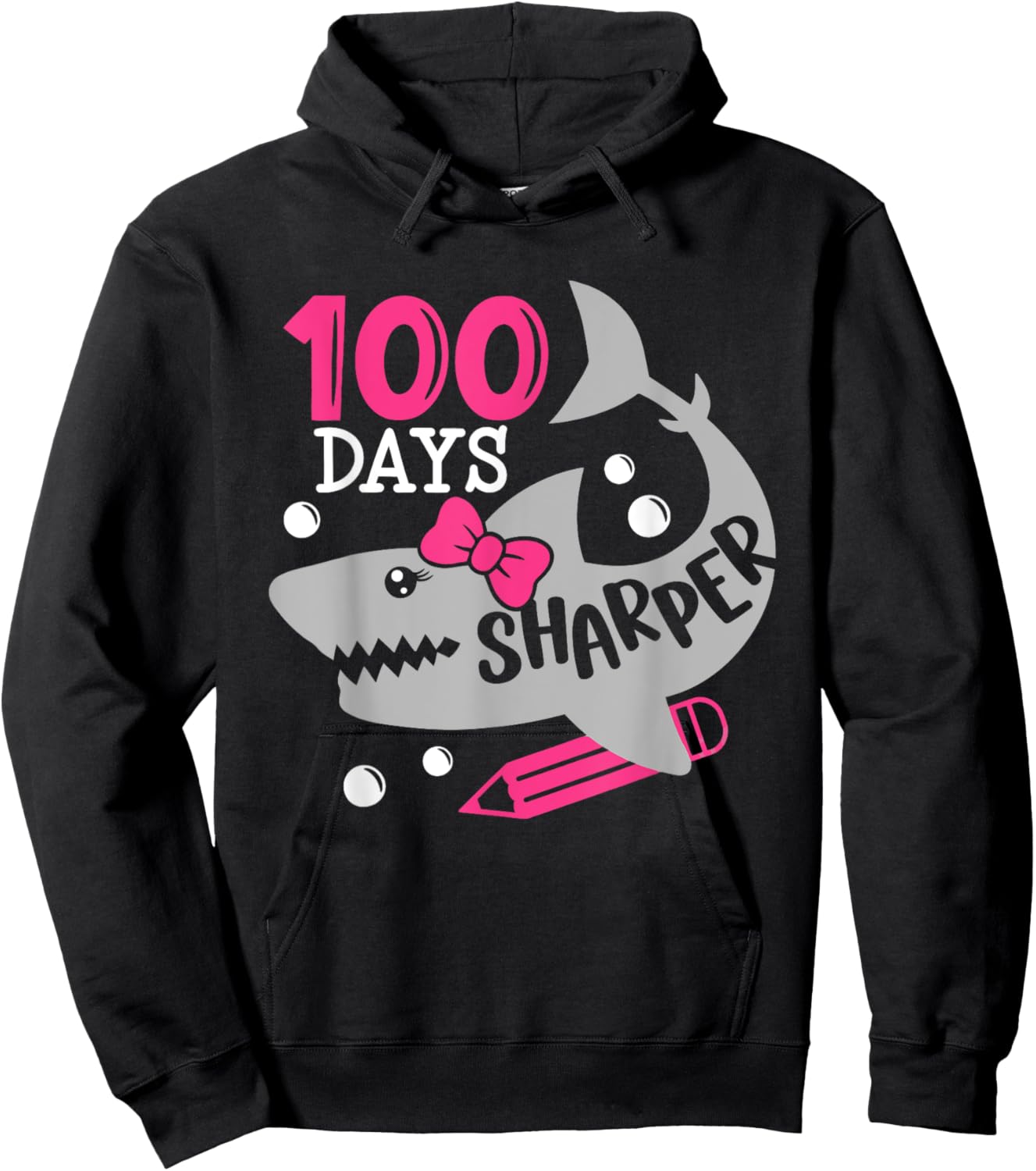 100 Days Sharper Shark Teachers Happy 100th Day Of School Hoodie - Hoodie | Black