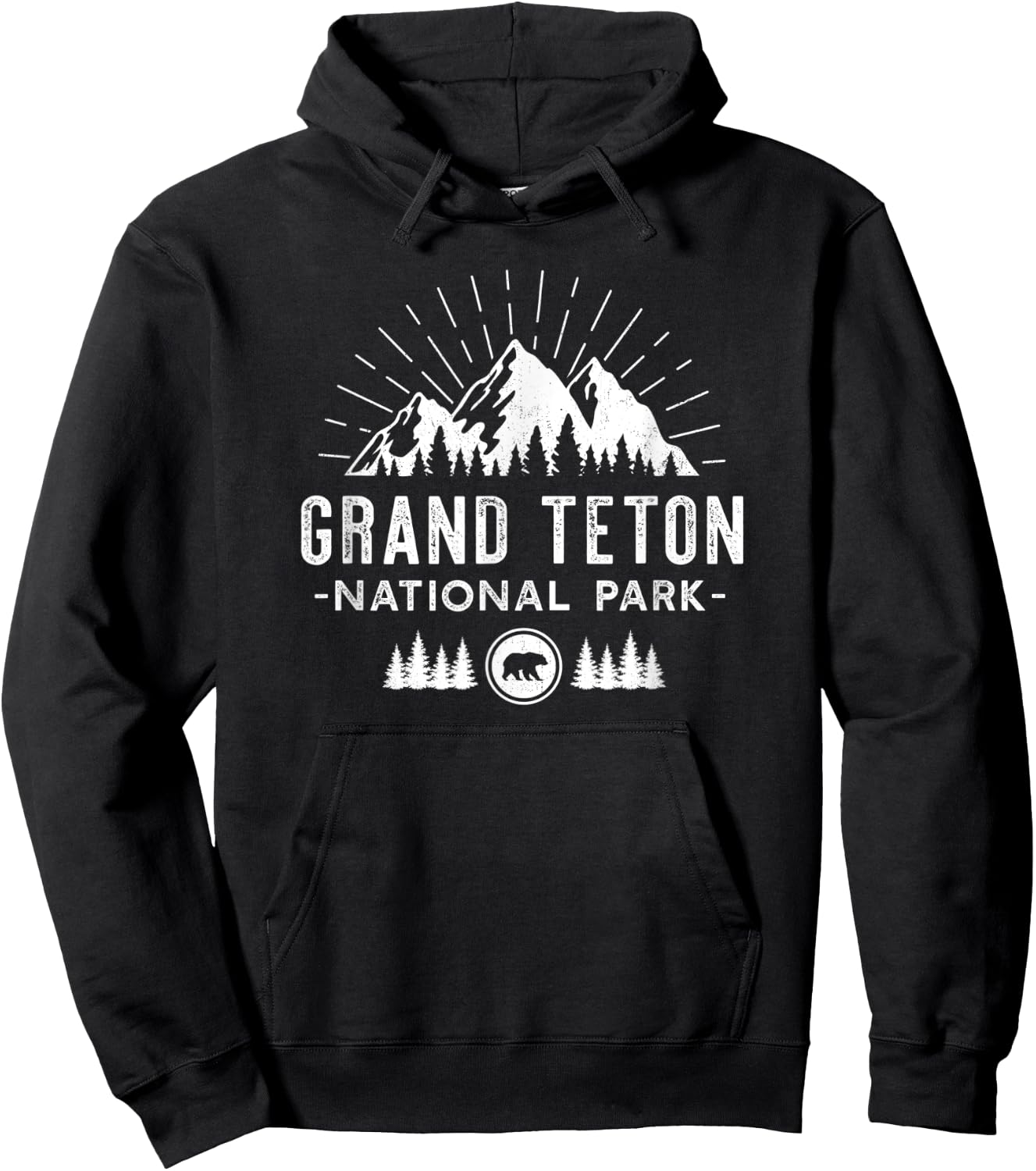 Grand Teton National Park - Retro hiking vacation gift Hoodie - Hoodie | Black