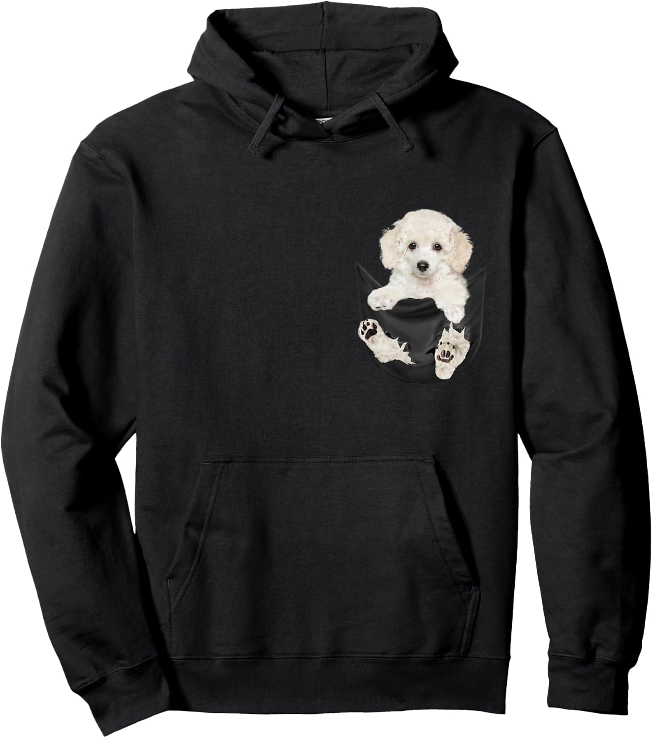 Dog Lovers Gifts White Poodle In Pocket Funny Dog Face Women Girls Kids Hoodie - Hoodie | Black