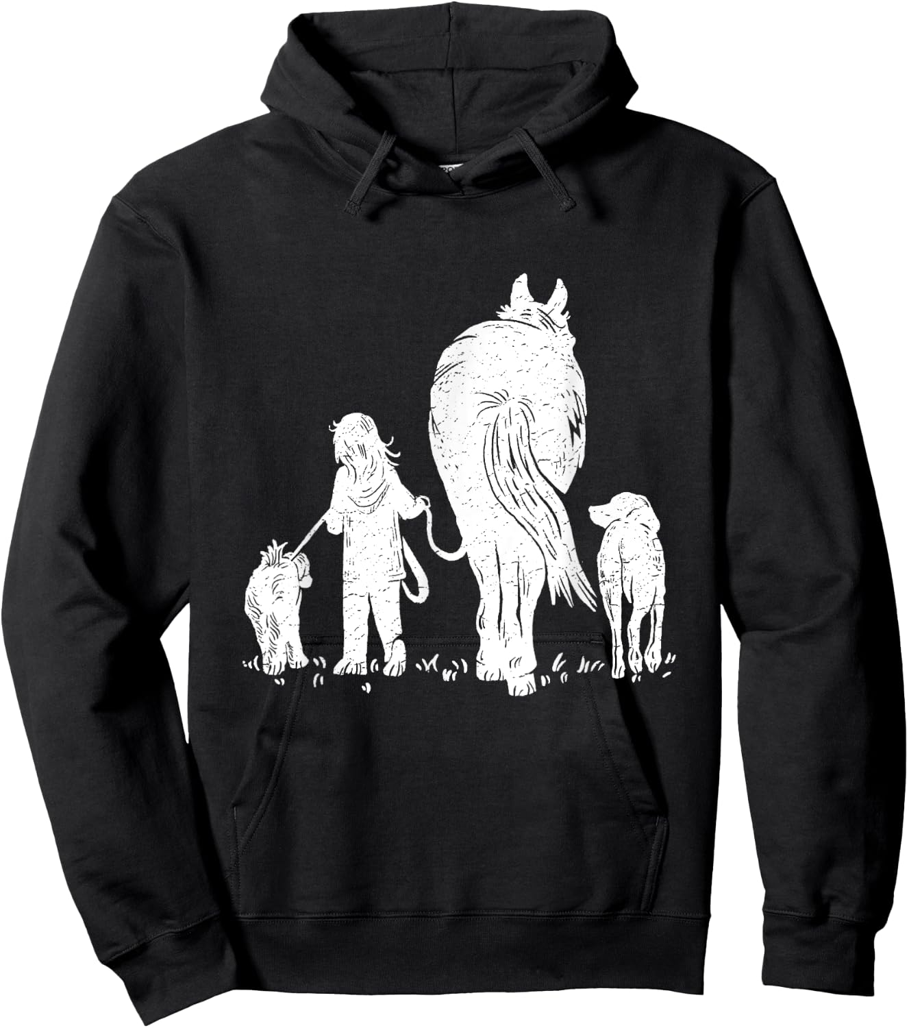 Girl with Horse and Dog Hoodie - Hoodie | Black