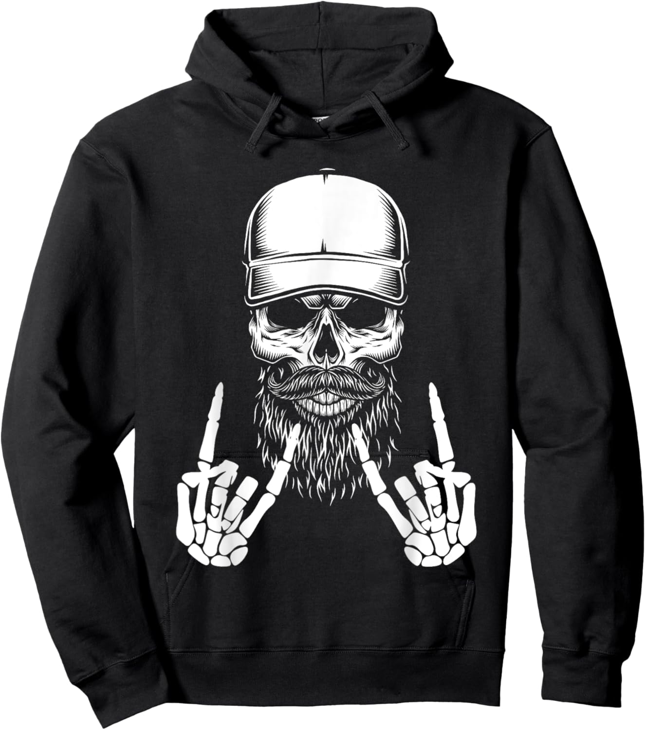 Cool Halloween Punk Rock Skeleton Cap Skater Rocker Skell Hoodie - Hoodie | Black