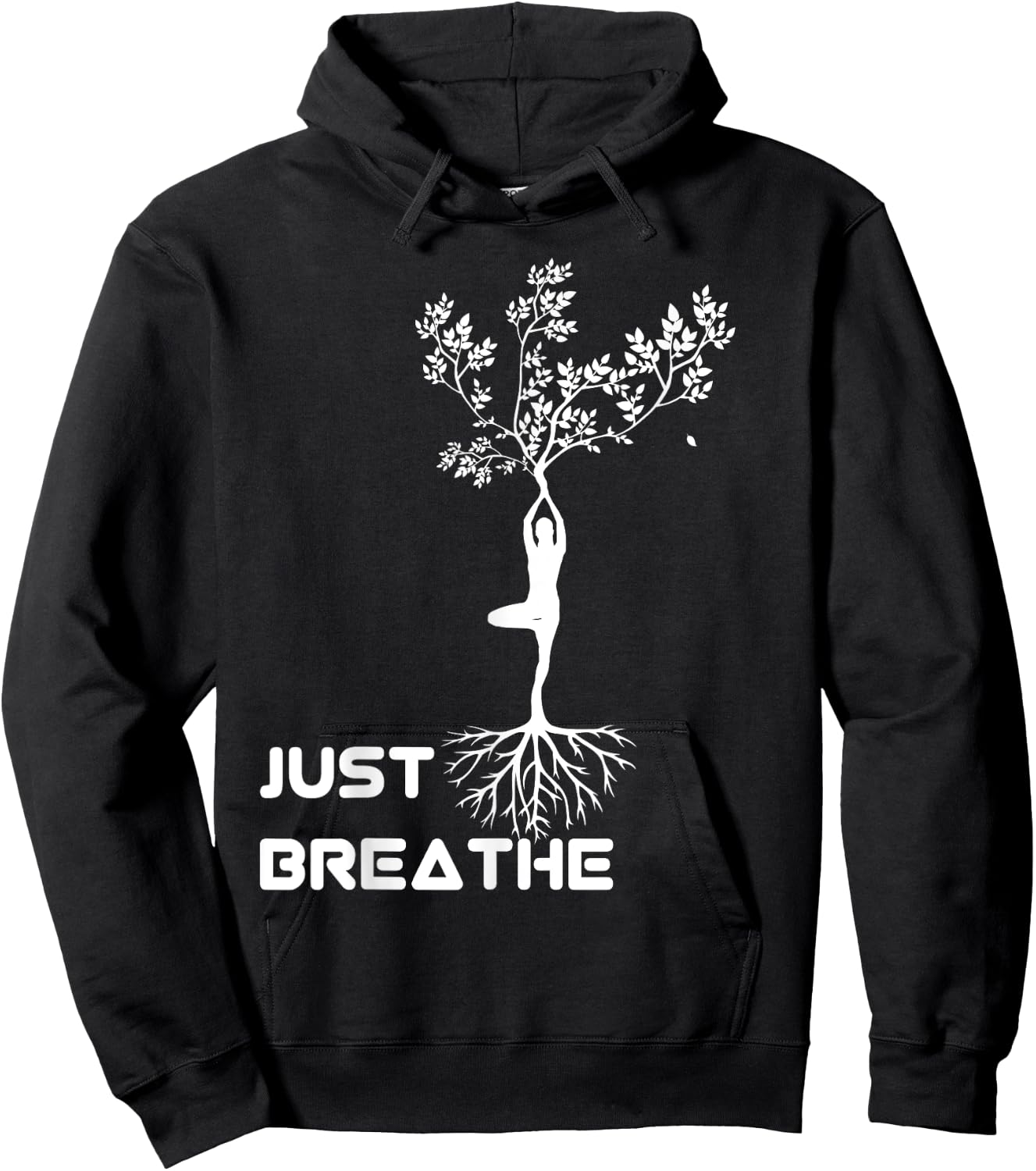 Yoga Tree of Life with Just breathe Women rooted Hoodie - Hoodie | Black