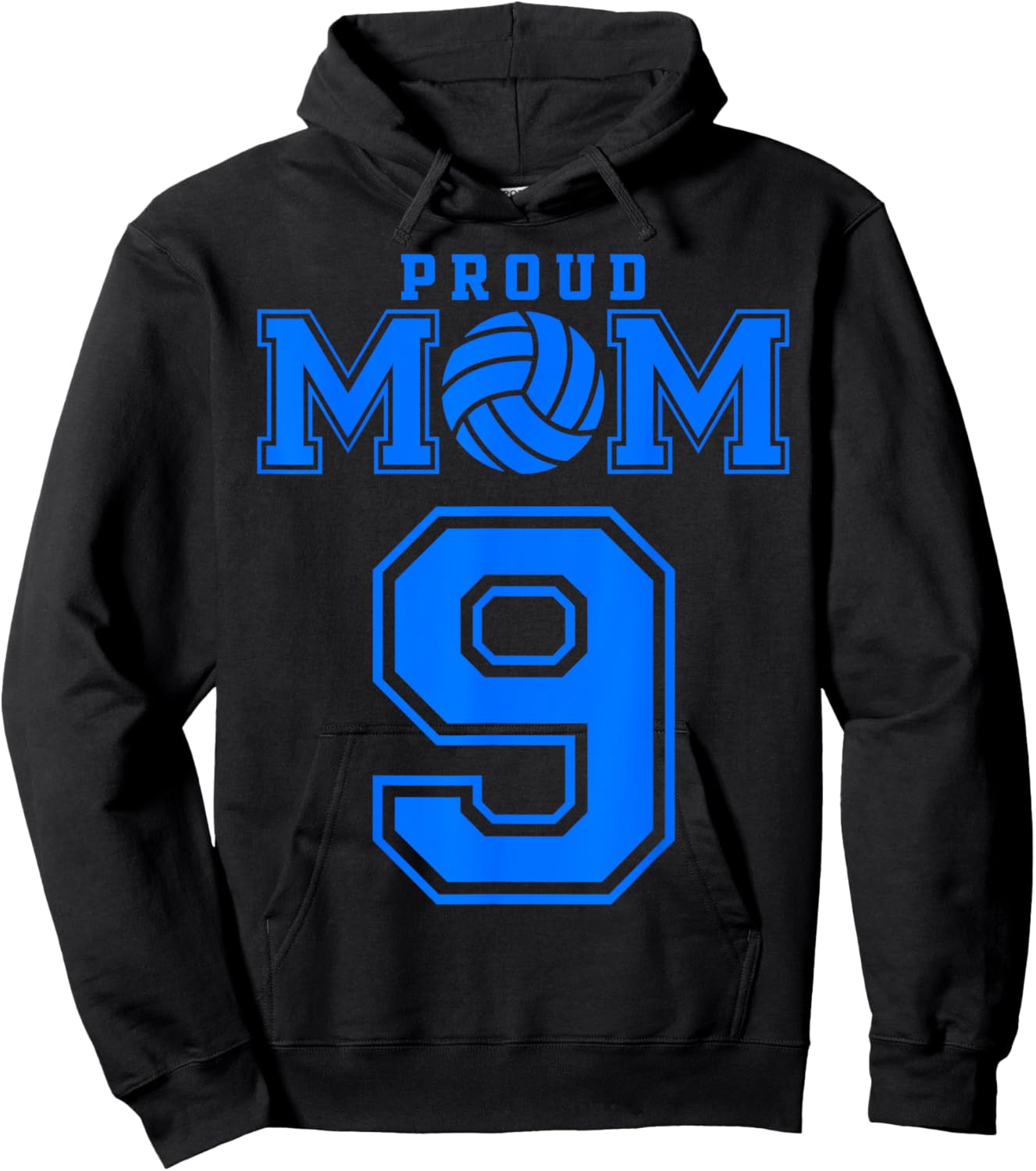 Proud Volleyball Mom Number 9 B Hoodie - Hoodie | Black