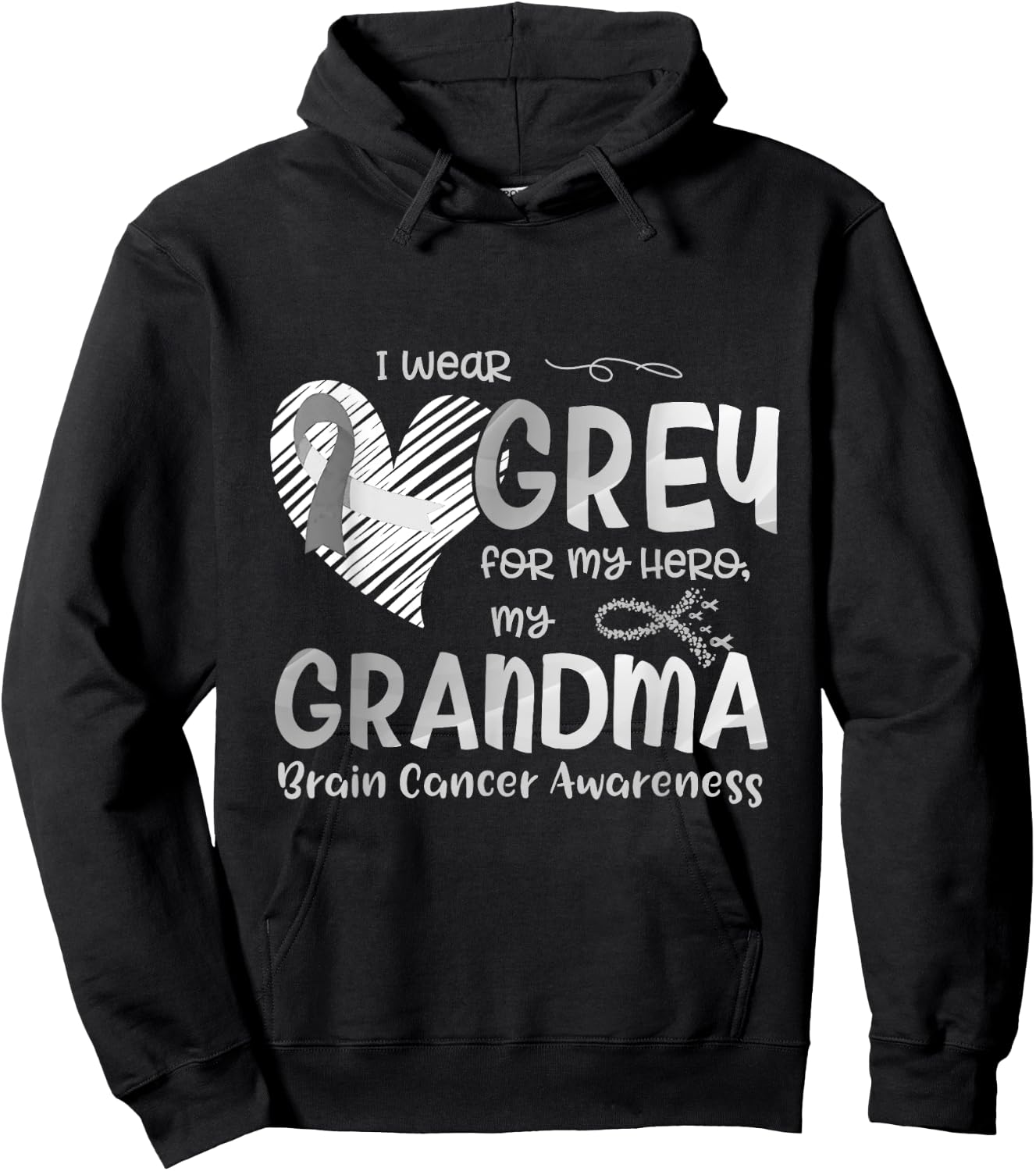 I Wear Gray For My Hero Grandma Brain Cancer Awareness Hoodie - Hoodie | Black