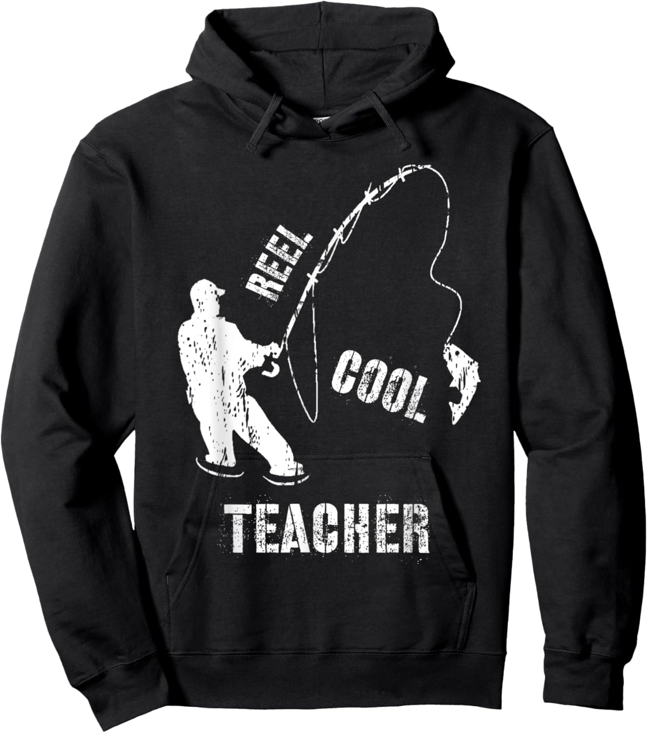 Reel Cool Teacher Grandpa Angler Fishing Fisherman Gift Hoodie - Hoodie | Black
