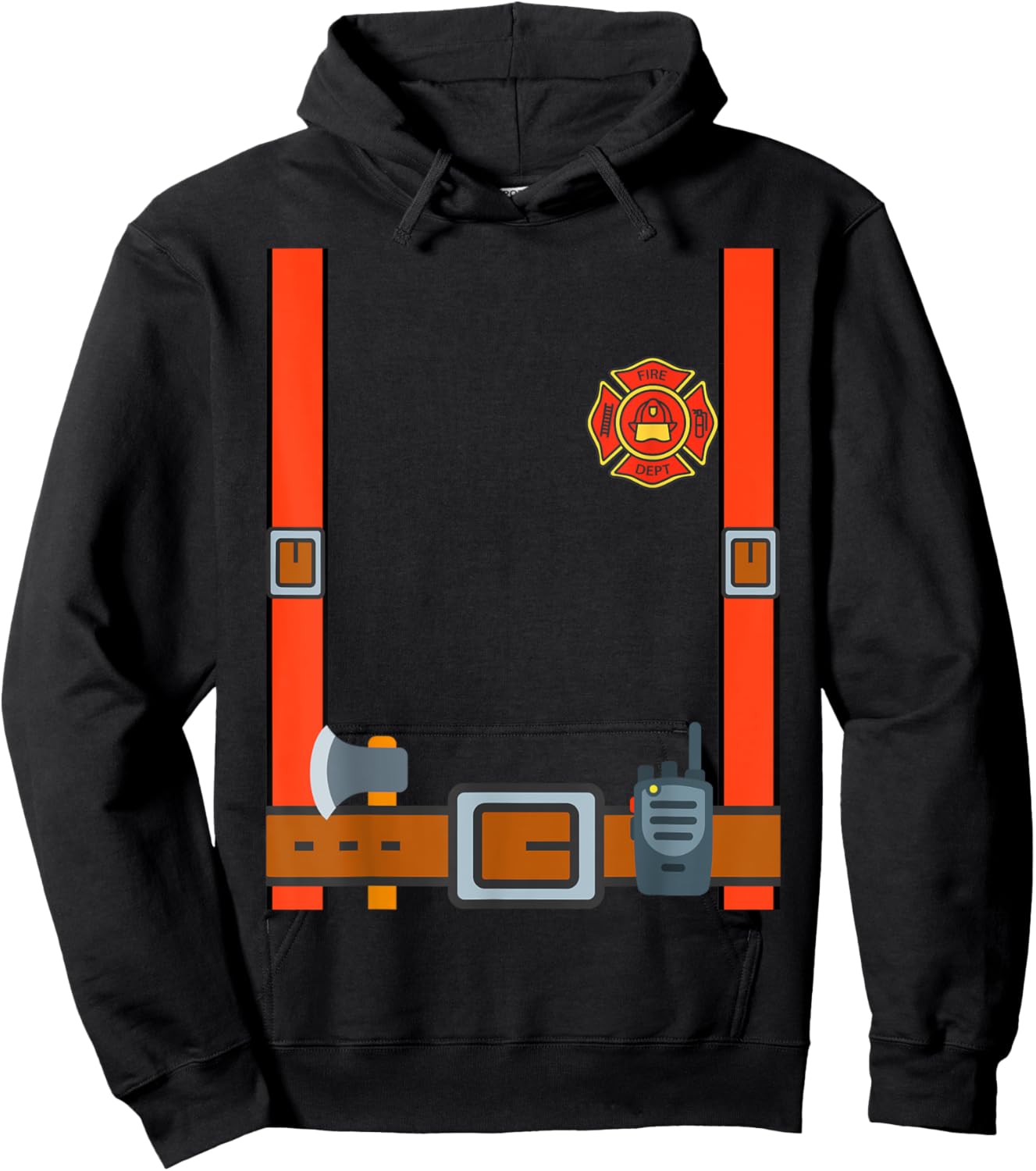 Fun Fireman Halloween - Firefighter Cosplay Costume Dressup Hoodie - Hoodie | Black