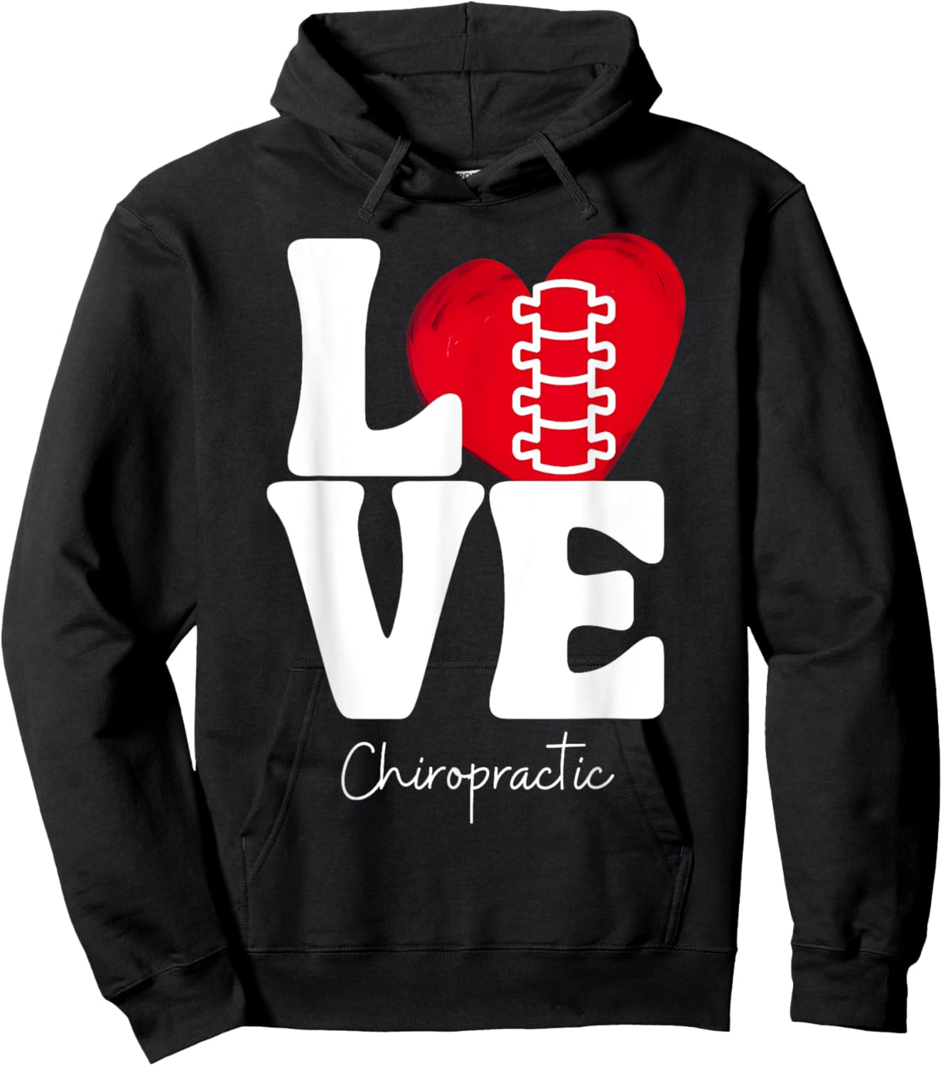LOVE Retro Chiropractic Heart Spine Adjustment Chiropractor Hoodie - Hoodie | Black