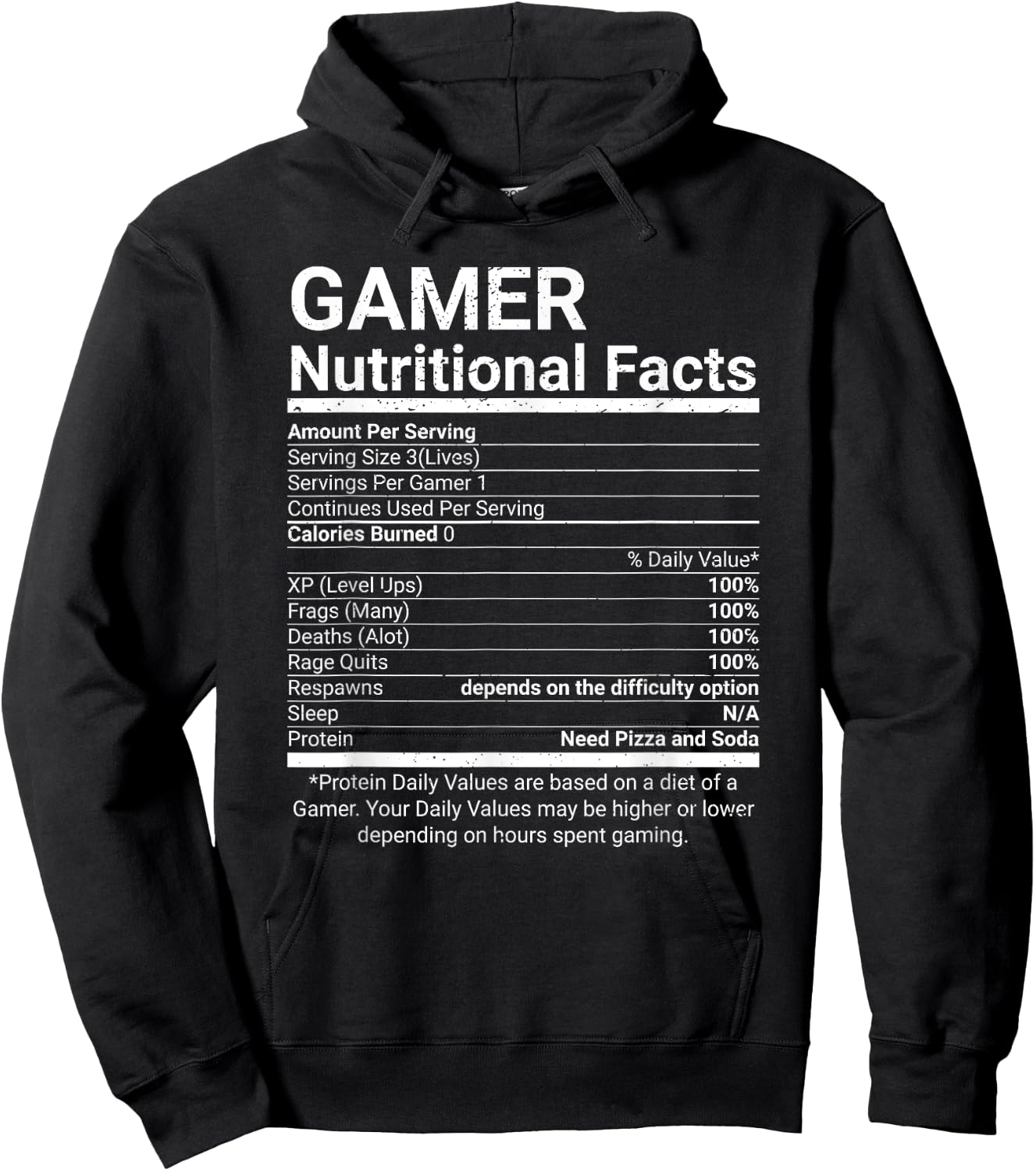 Gamer Nutrition Facts Video Games Computer Nerd Small Hoodie - Hoodie | Black