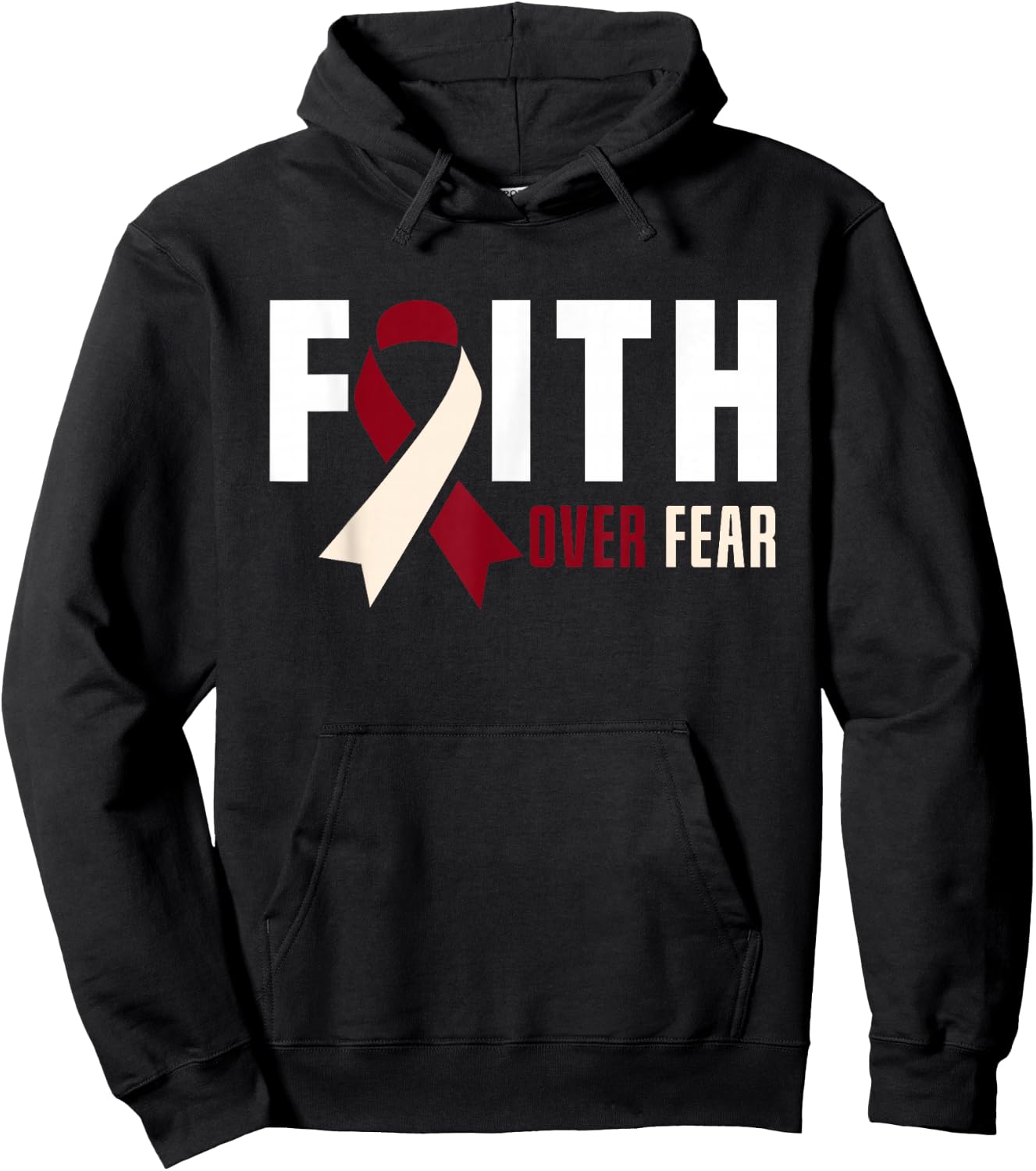 Faith Fear Jesus God Throat Oral Head Neck Cancer Awareness Hoodie - Hoodie | Black
