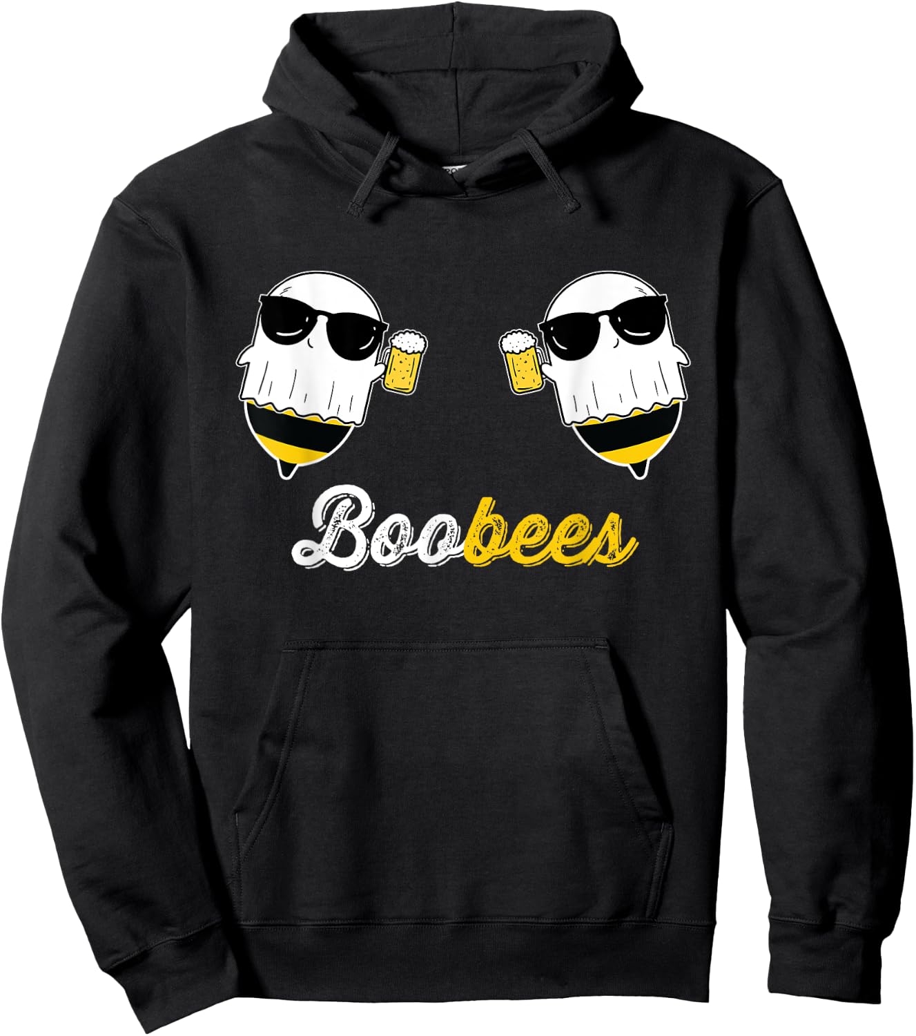 Boo Bees Halloween Costume Cute Ghost drinking Beer Funny Hoodie - Hoodie | Black