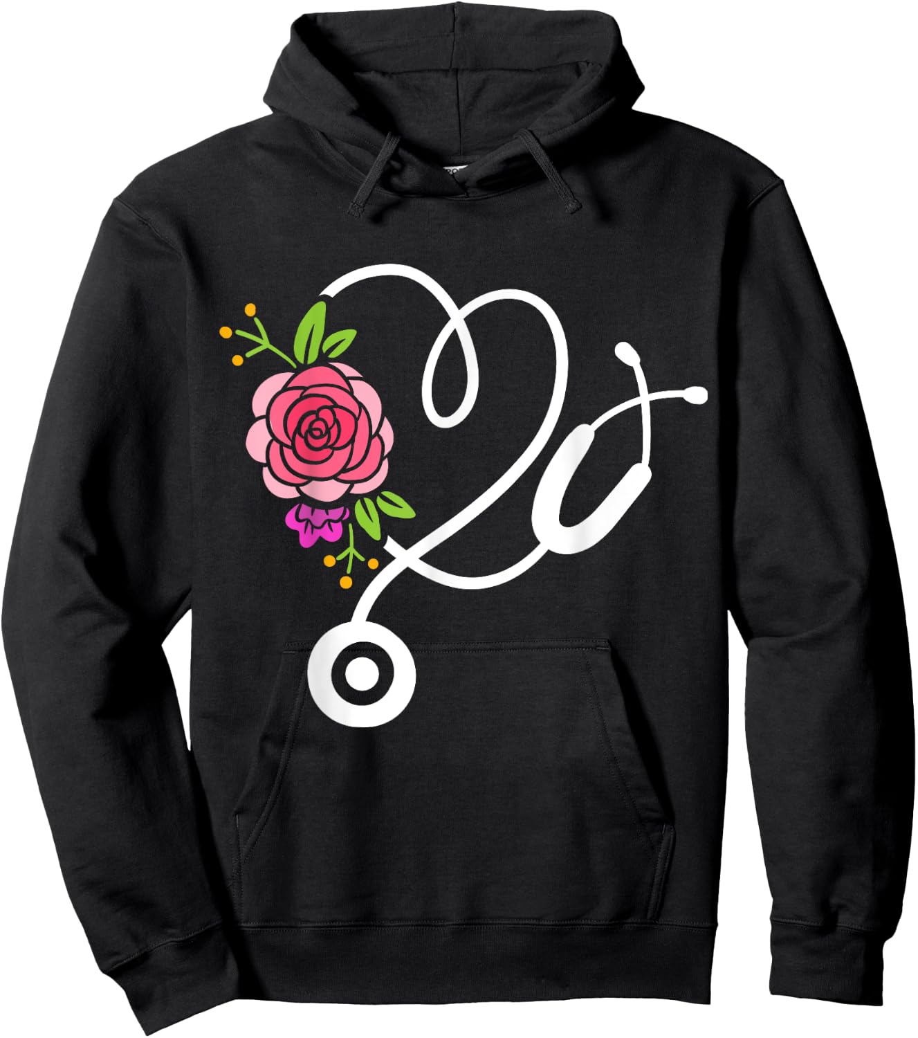 Stethoscope Flower Doctor Nurse Physical Assistant RN Hoodie - Hoodie | Black