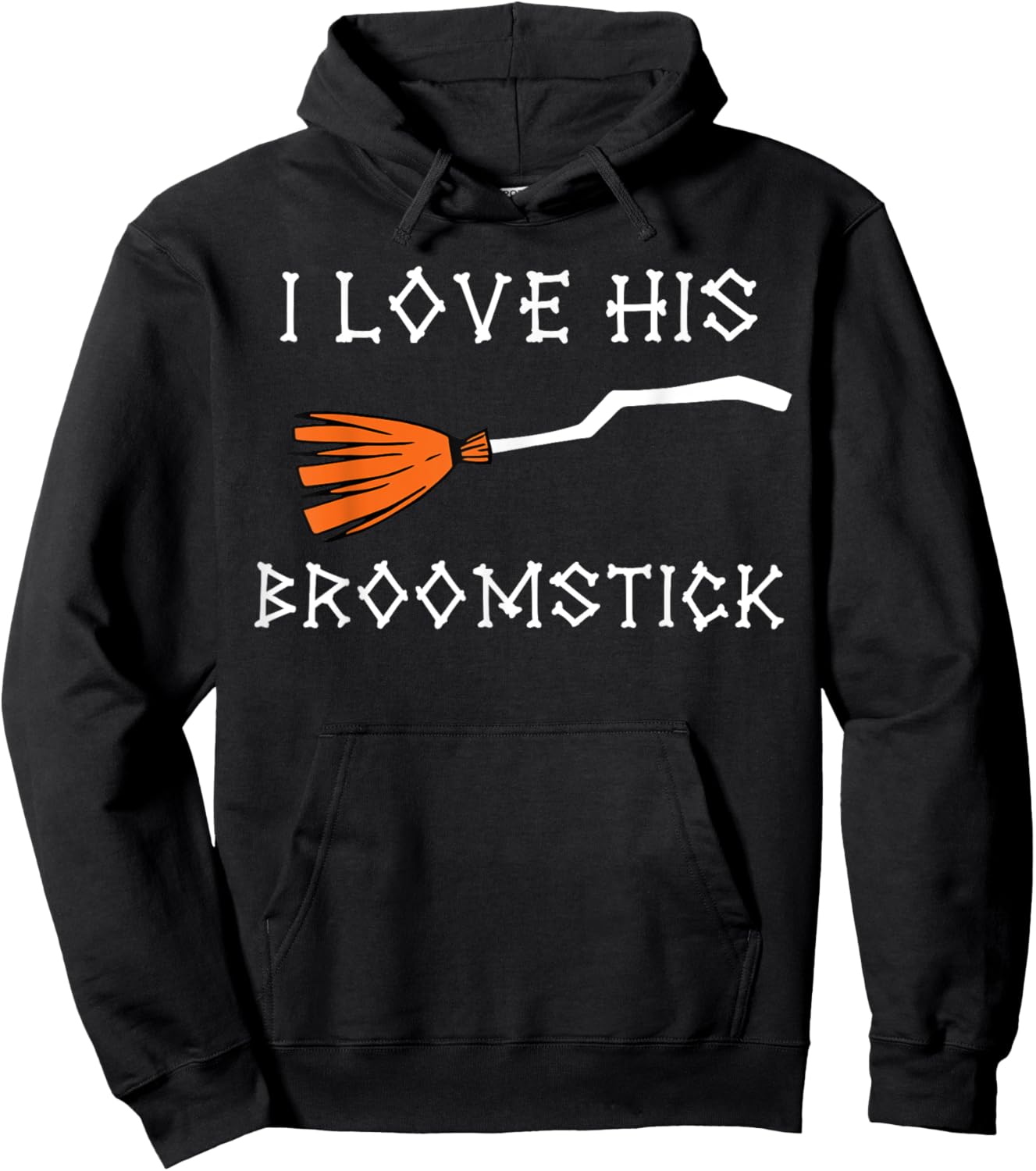 I Love His Broomstick I Love Her Pumpkins Halloween Couples Hoodie - Hoodie | Black