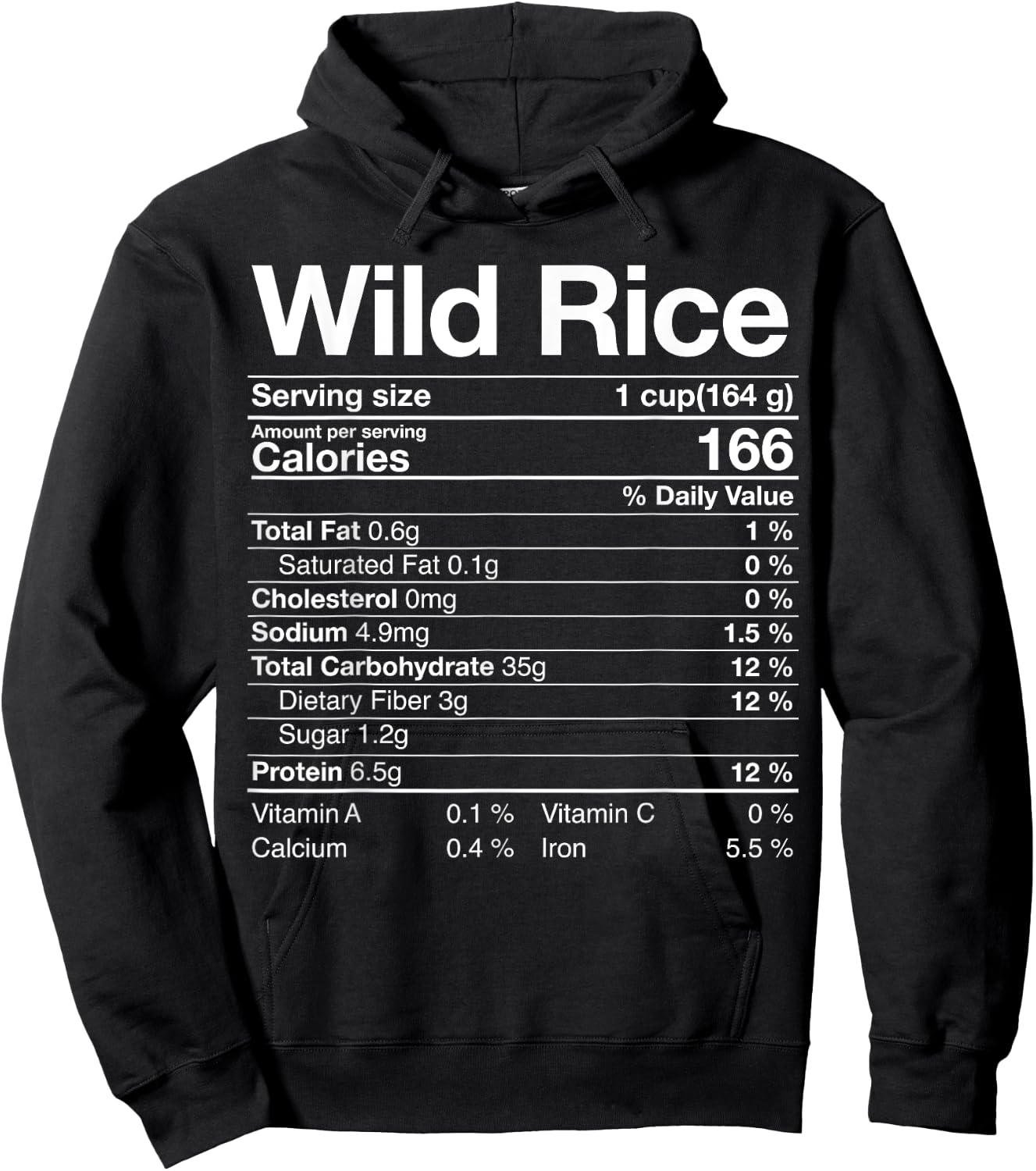 Wild Rice Nutrition Facts Thanksgiving Christmas Turkey Day Hoodie - Hoodie | Black
