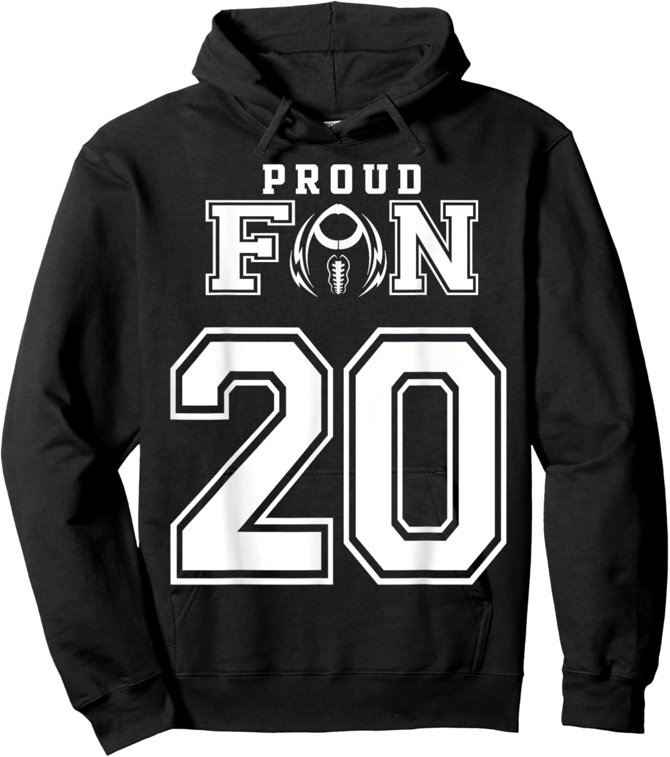 Custom Proud Football Fan Number 20 Personalized Hoodie - Hoodie | Black