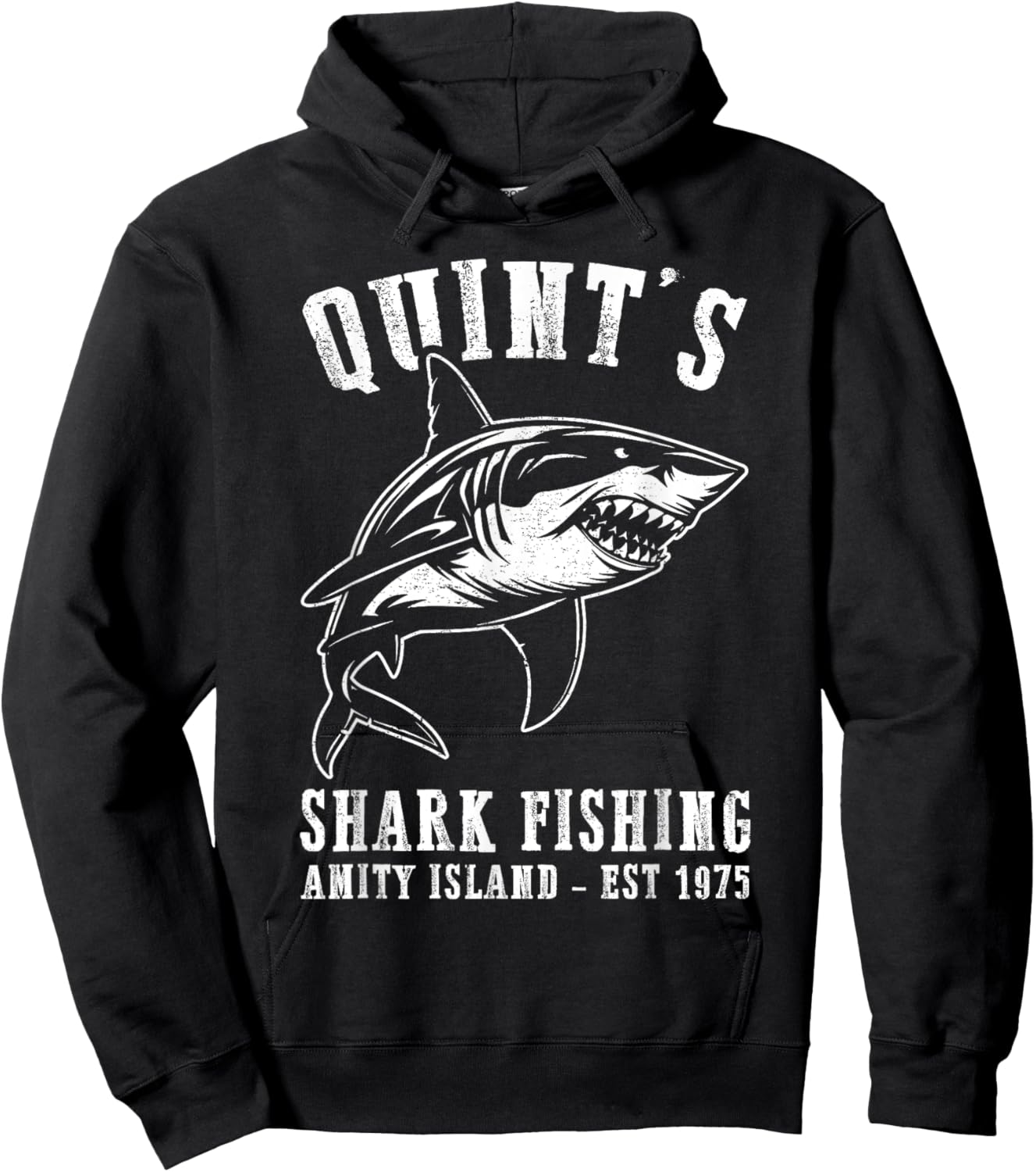 Quints Awesome Ocean Animals Vintage Apparel Shark Fishing Hoodie - Hoodie | Black