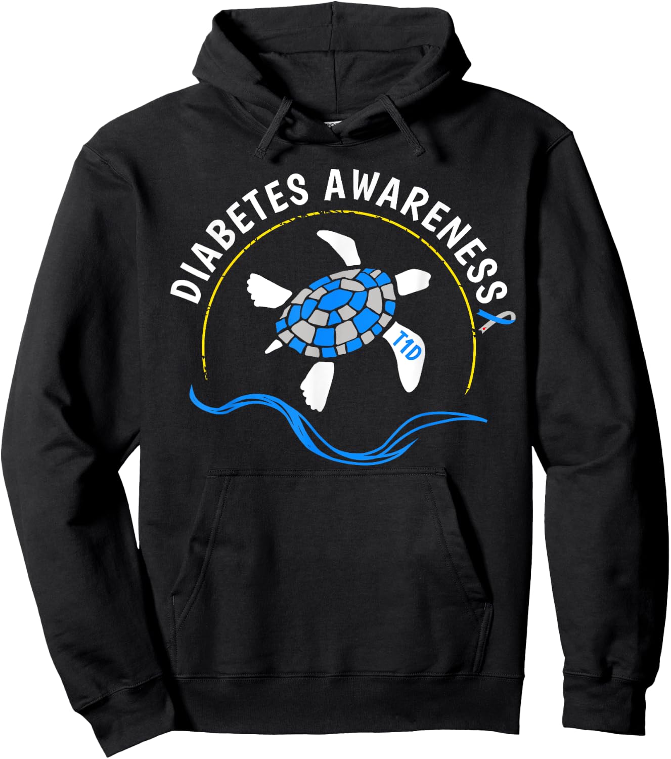 T1D Sea Turtle Type 1 Diabetes Awareness Hoodie - Hoodie | Black