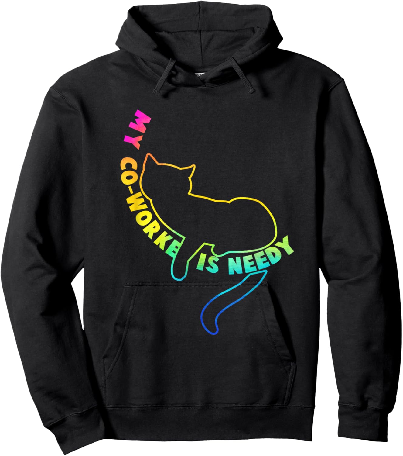My Co-Worker is Needy Funny Work from Home Cat Rainbow Women Hoodie - Hoodie | Black