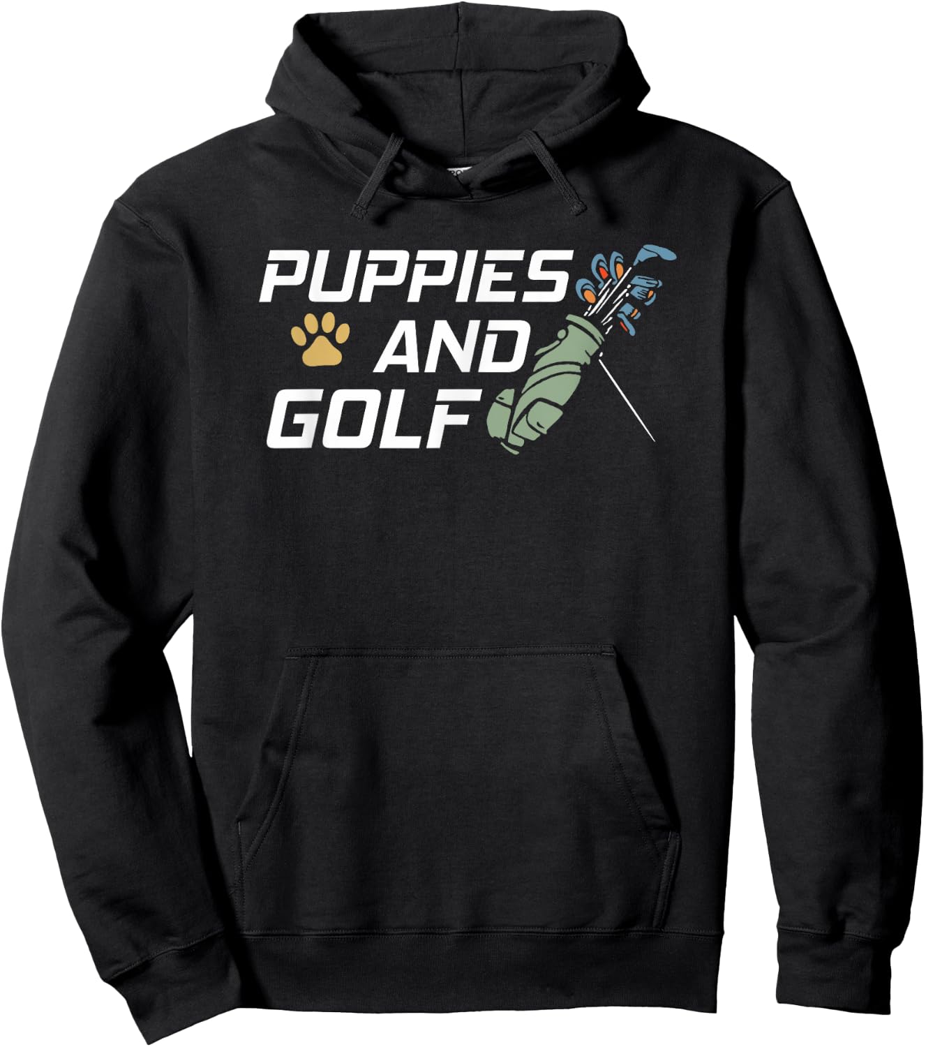 Puppies And Golf Dog Paw Print Funny Golfing Hoodie - Hoodie | Black